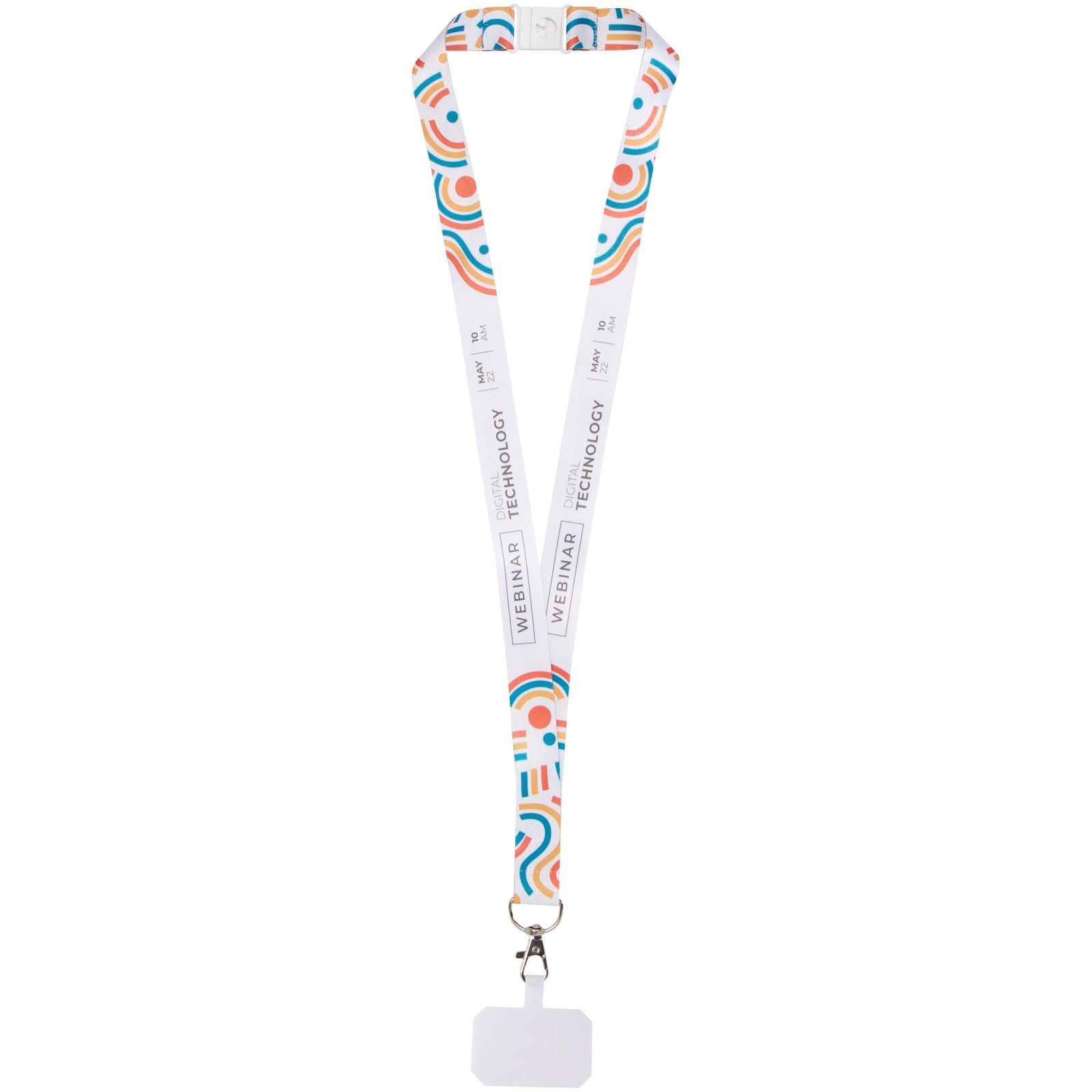 Addie RPET lanyard with sublimation, phone holder and safety breakaway