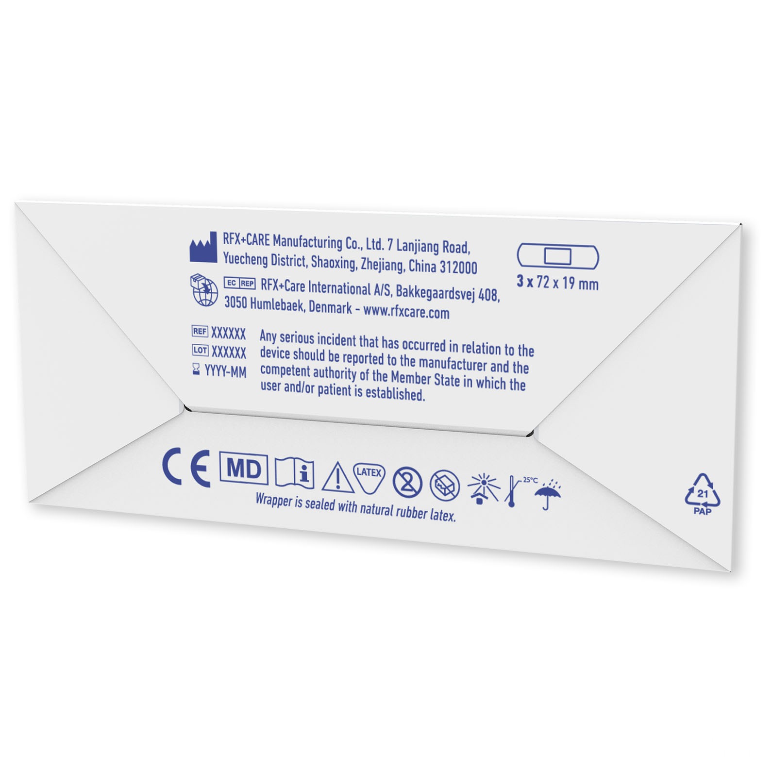 3 plasters with full color printed mini paper envelope