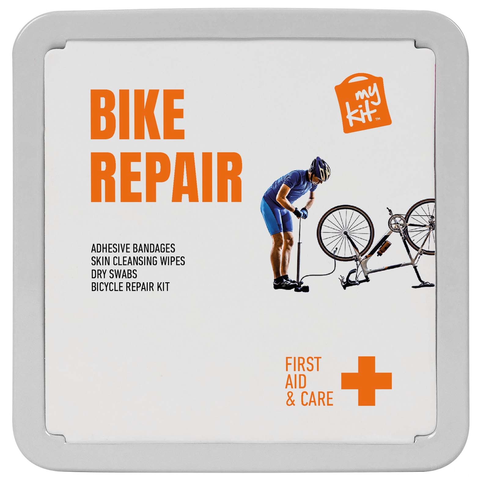 MyKit sykkelreparasjonssett i blikkboks - Vit med trykk