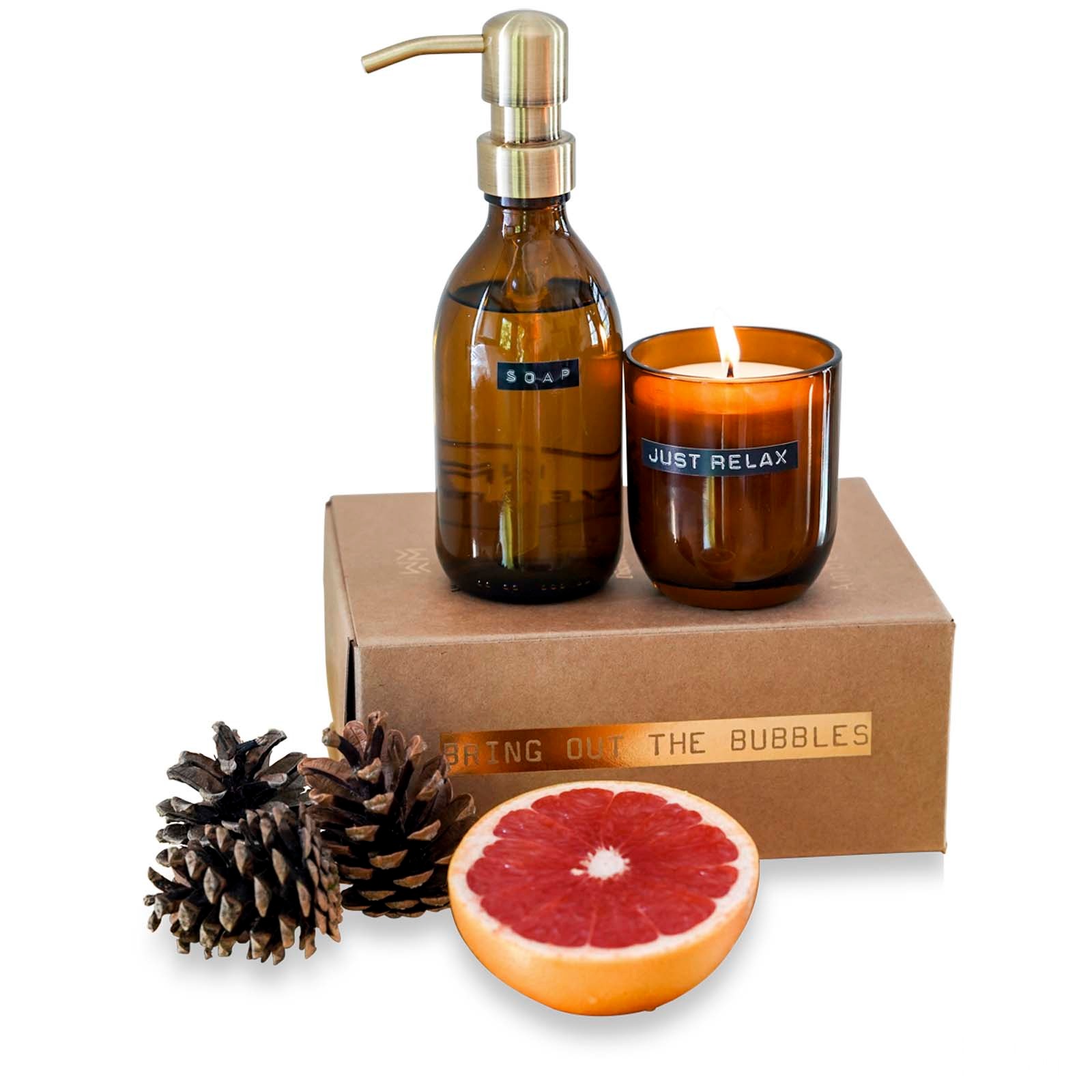 Wellmark Discovery 200 ml handtvål med pump och 150 g doftljus – bambudoft