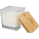 Ambra ljus i fyrkantigt glas med bambulock - bilde 2