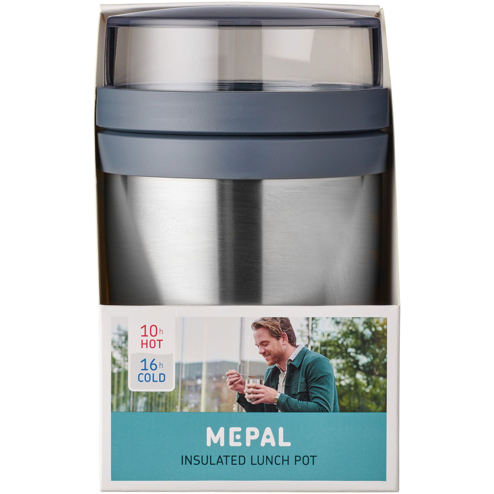 Mepal Ellipse 500+200 ml isolerad lunchlåda - Silver med tryck