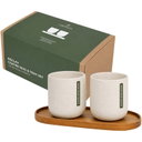 Originalhome Set med oval träbricka och keramikmuggar 150 ml - bild 1