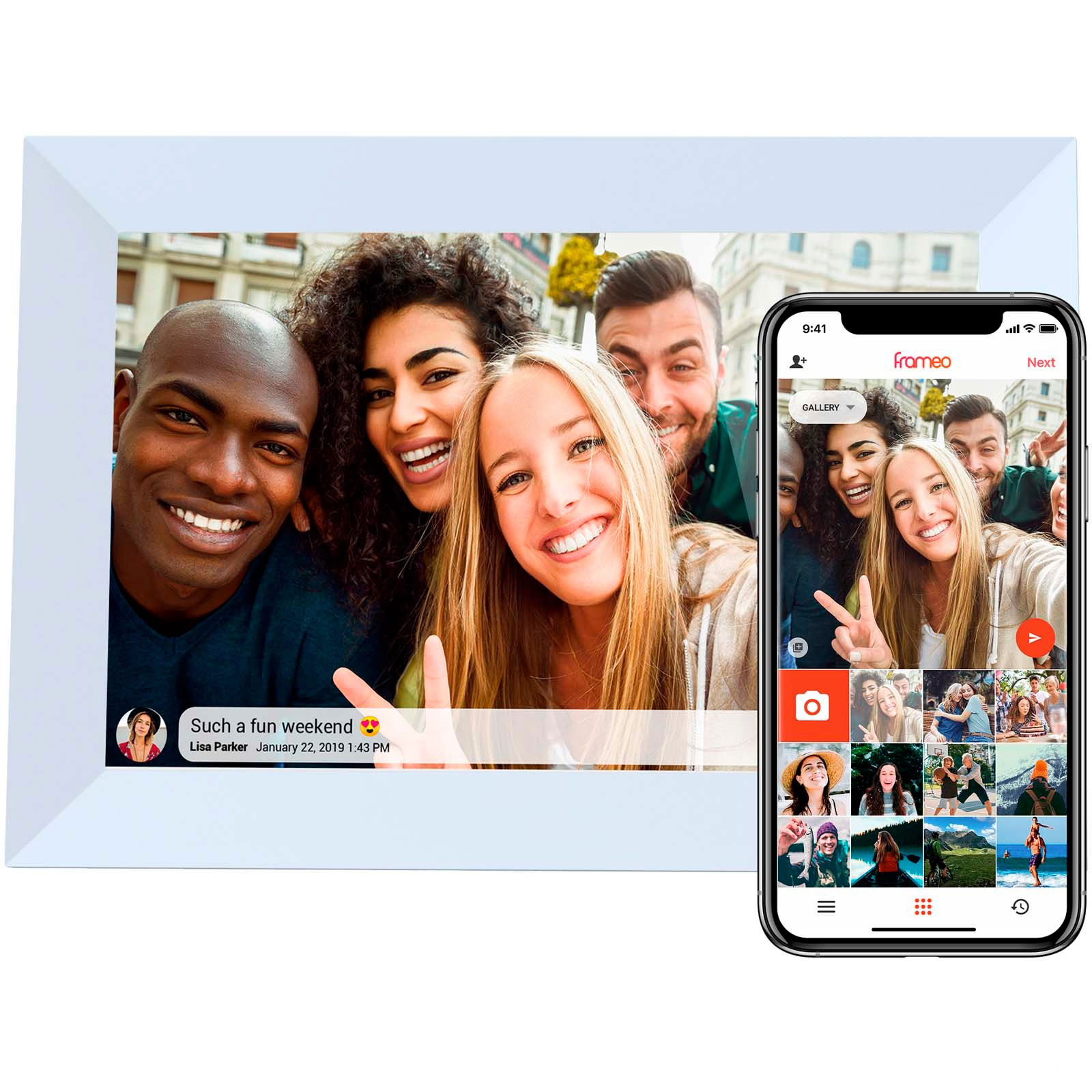 Prixton Prado 10 tum Frameo digital fotoram med wifi - Vit med tryck