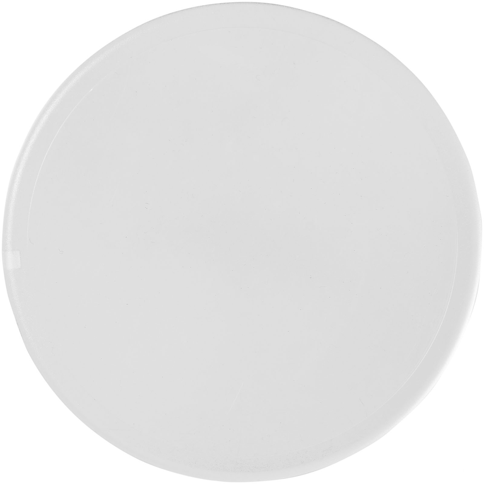 Renzo rundt glassunderlag i plast med logo - Transparent klar, forside