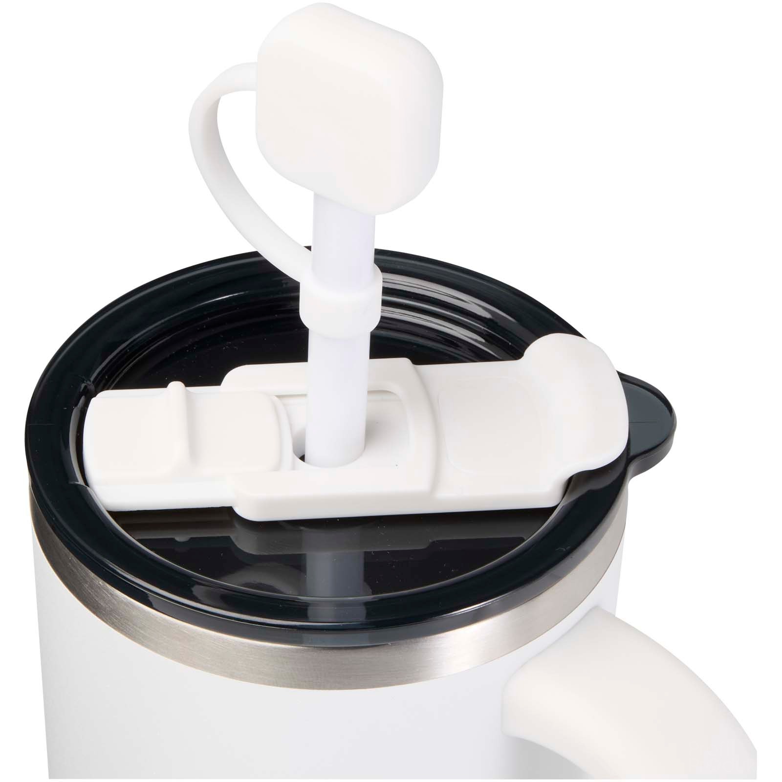 Sip sugrörsöverdrag i silikon  - Vit med tryck