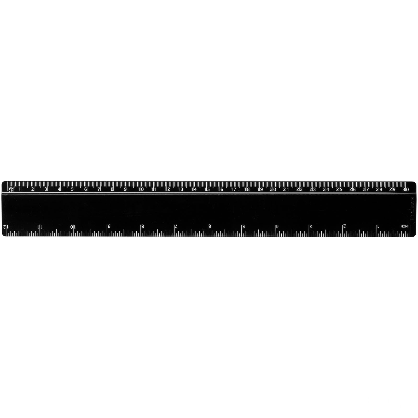 Terran 30 cm linjal av 100 % resirkulert plast med trykk - Svart, forside