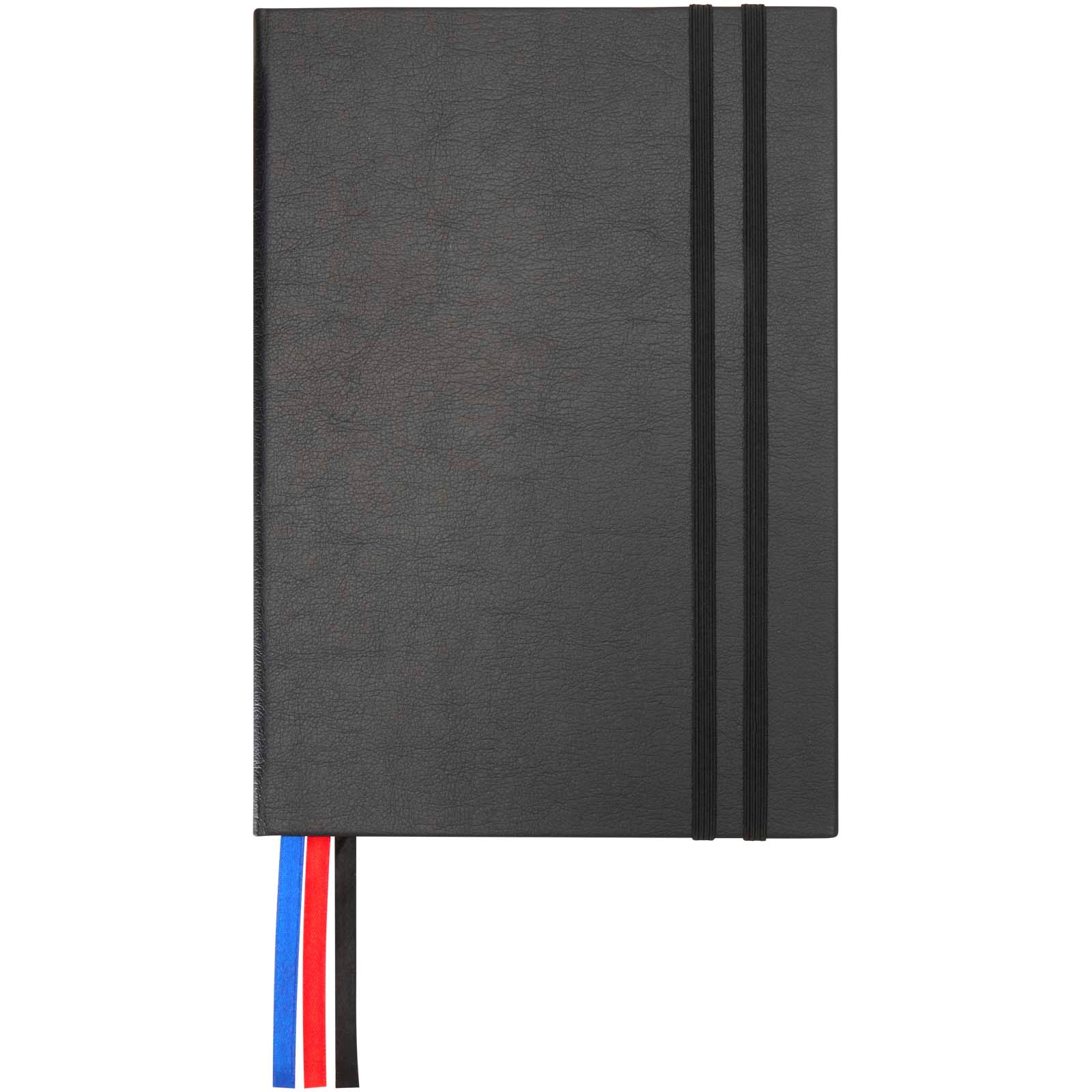 Alder A5 Recycled Leather-Style Hardcover Notebook - Black, front view