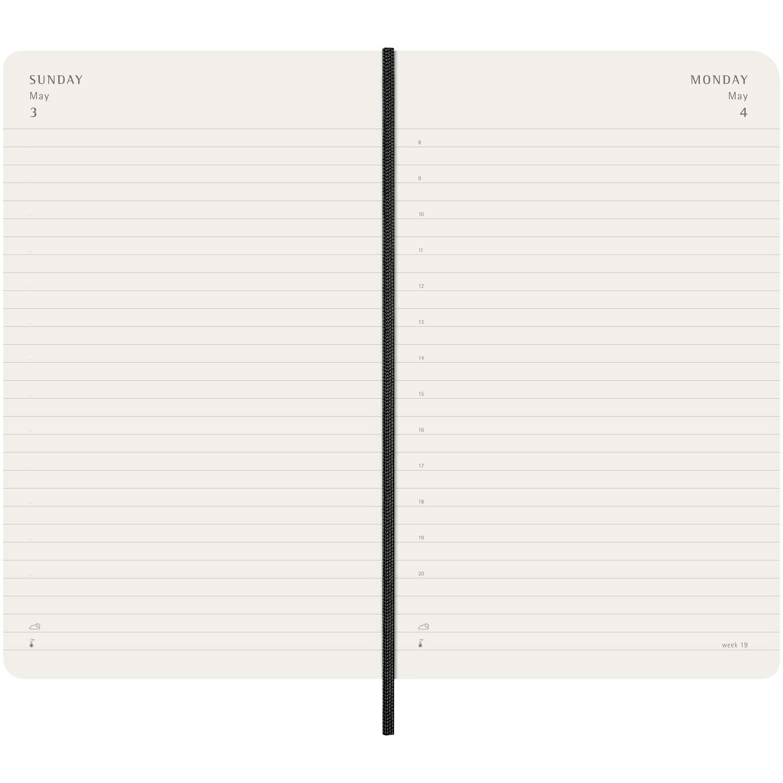 Moleskine 12-månaders daglig planering med mjukt omslag - Svart med tryck