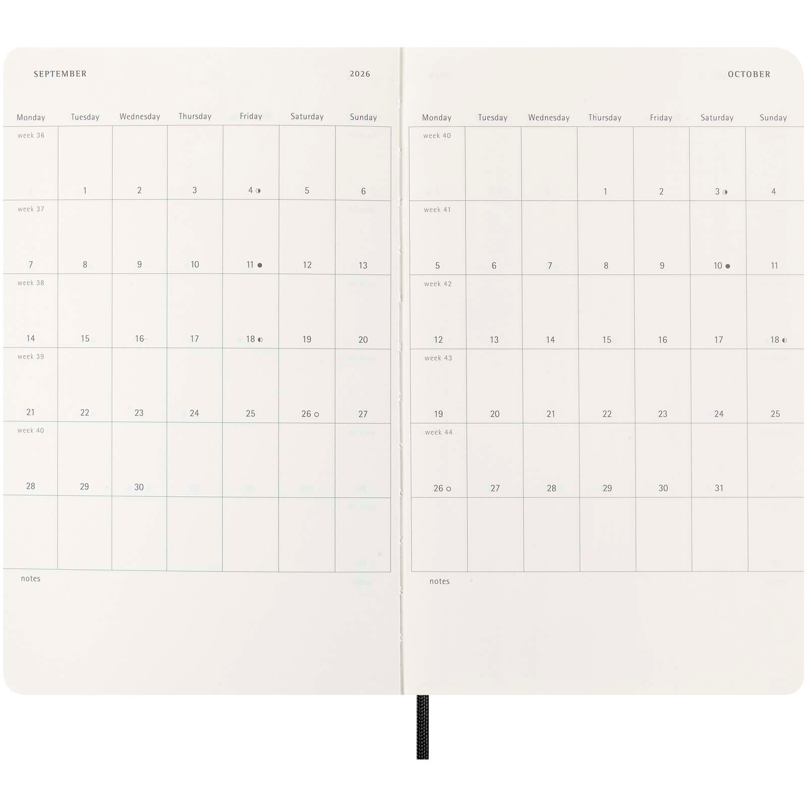 Moleskine soft cover 12 month weekly L planner