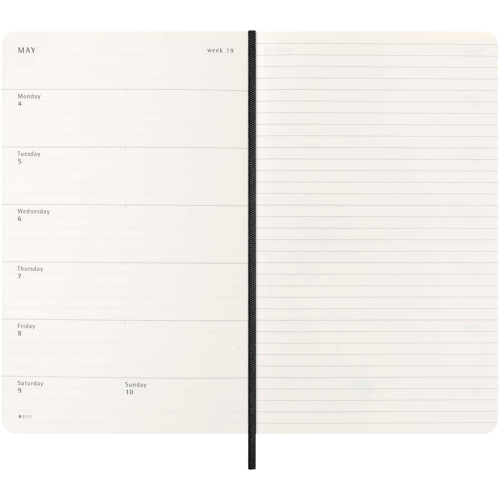 Moleskine 12-månaders L anteckningsbok med mjukt omslag - Svart med tryck