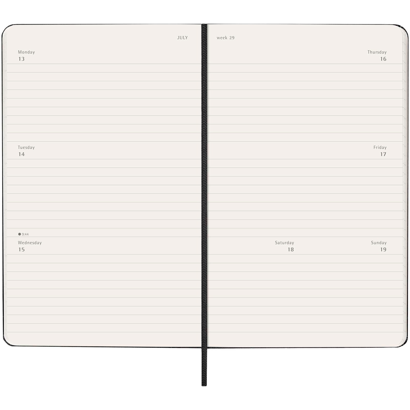 Moleskine horizontal hard cover 12 month L weekly planner