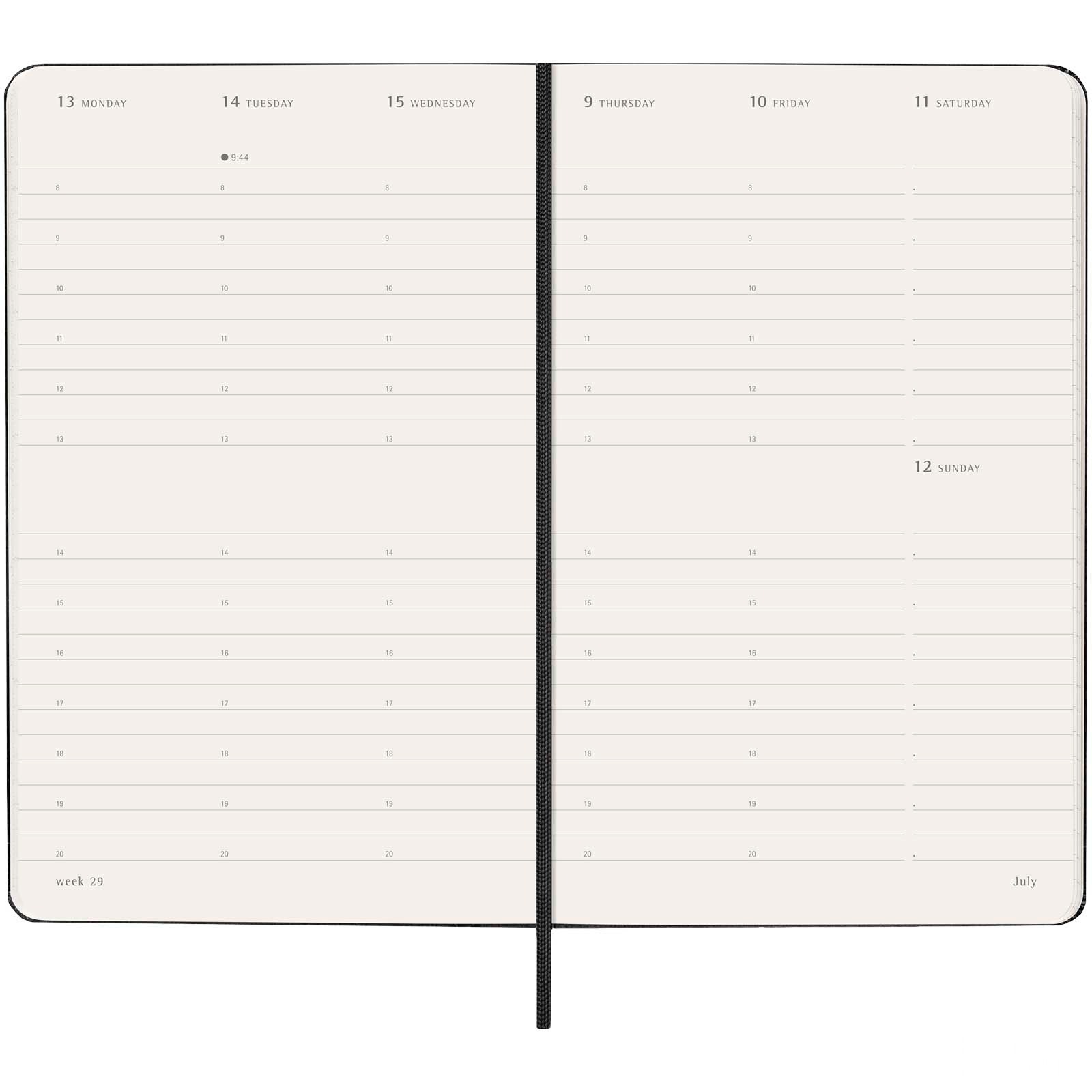 Moleskine inbunden 12-månaders L vertikplanerare