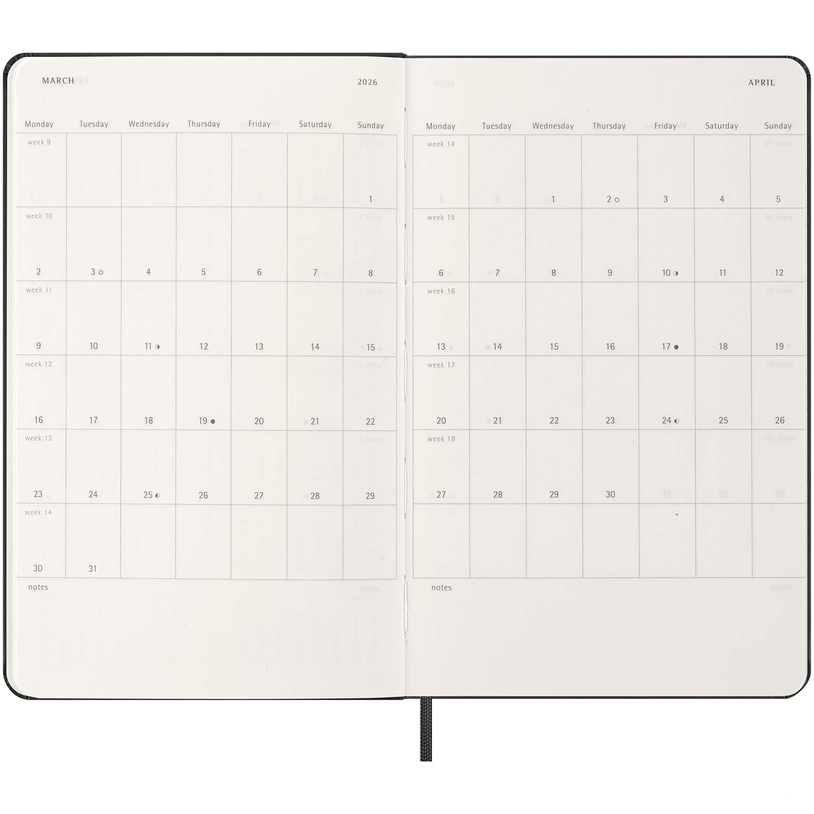Moleskine inbunden 12-månaders L vertikplanerare