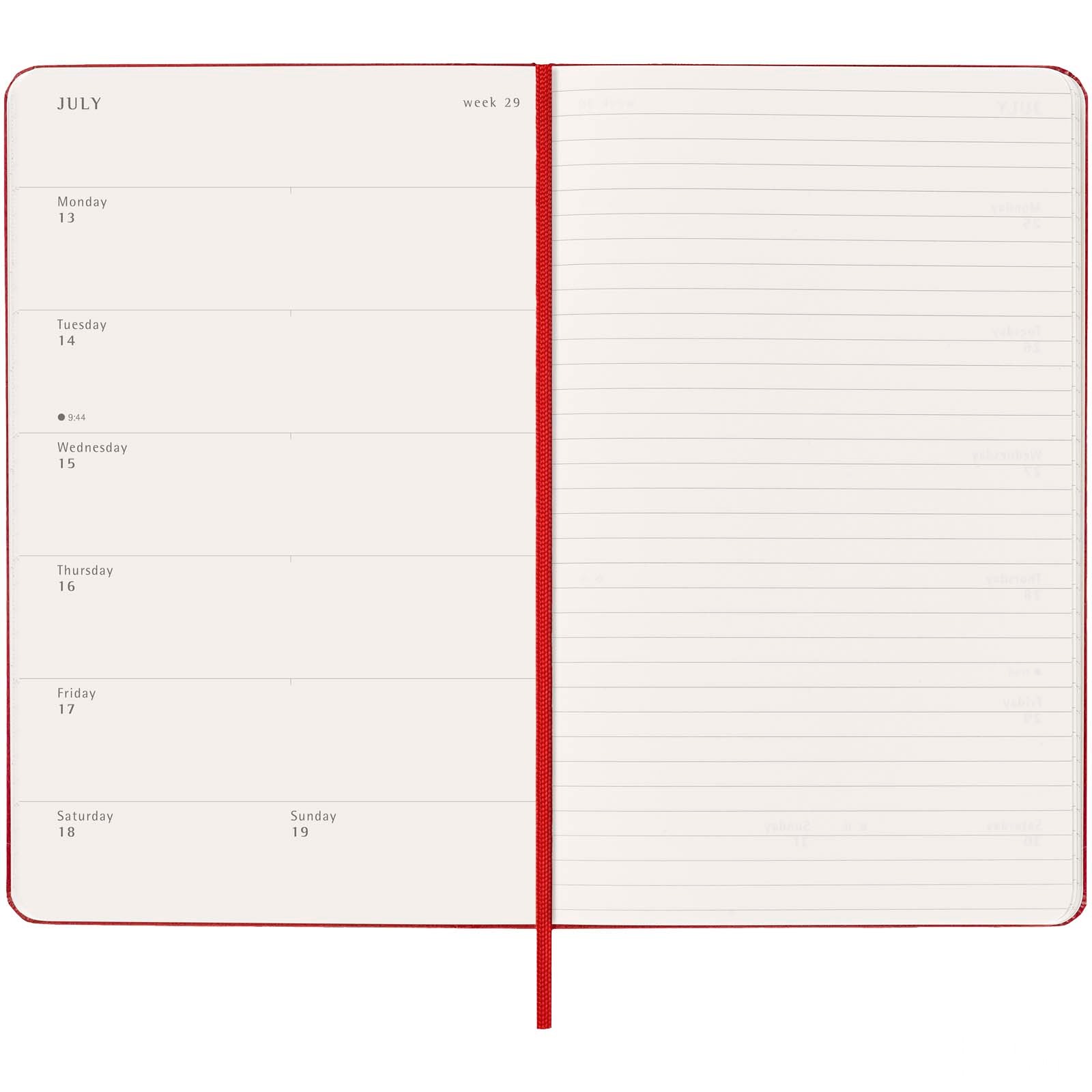 Moleskine inbunden 12-månaders veckoplanerare L