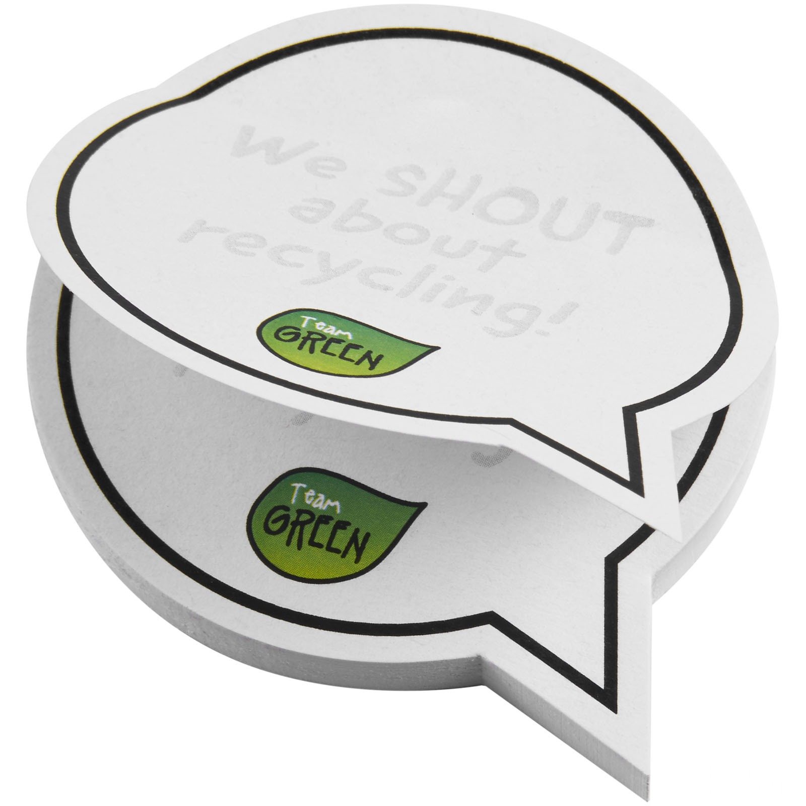 Sticky-Mate® snakkebobleformede klistrelapper av resirkulert materiale med trykk