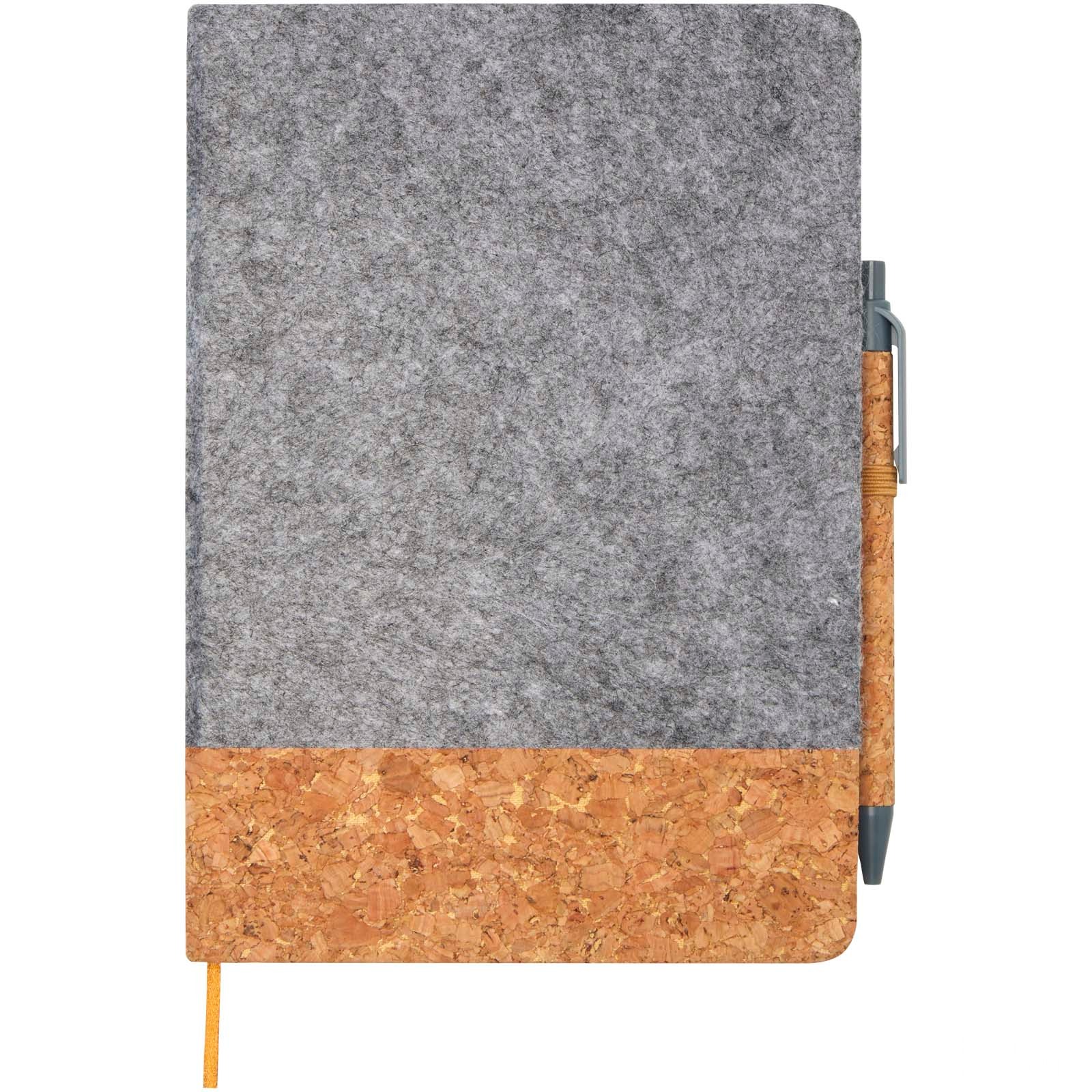 Veronica Hardcover A5 Cork and Felt Notebook Set - Grey, front view