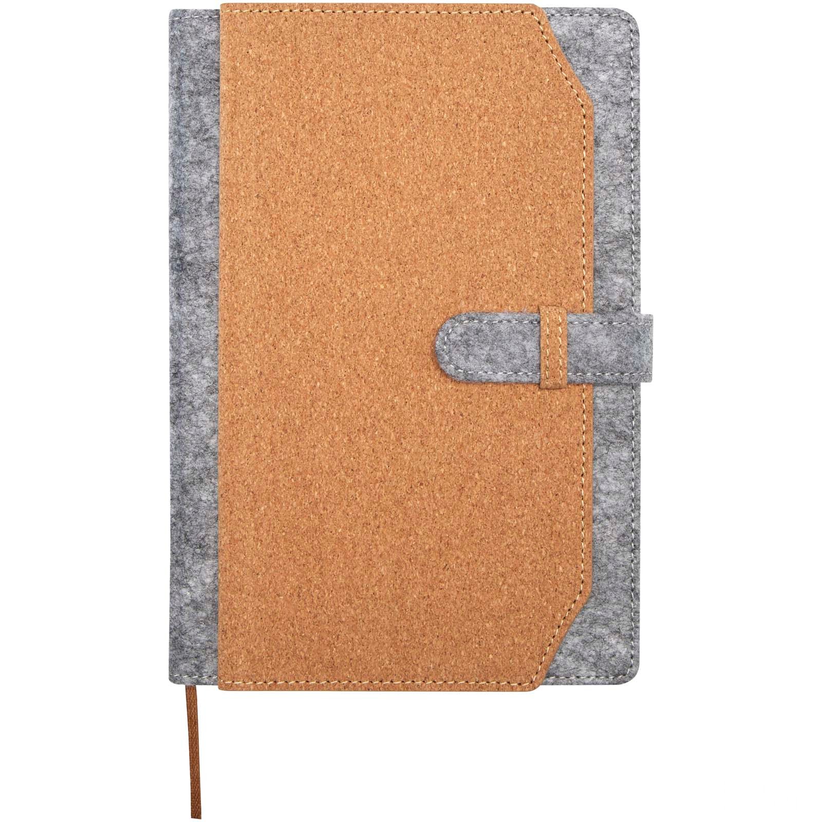 Viviana A5 Recycled Felt and Cork Notebook - Natural, front view