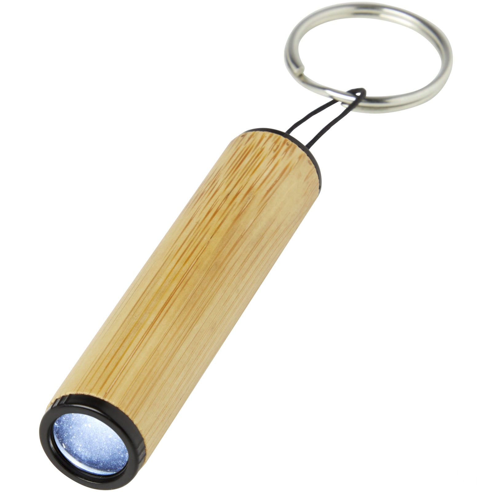 Cane bamboo key ring with light - Natur with custom print