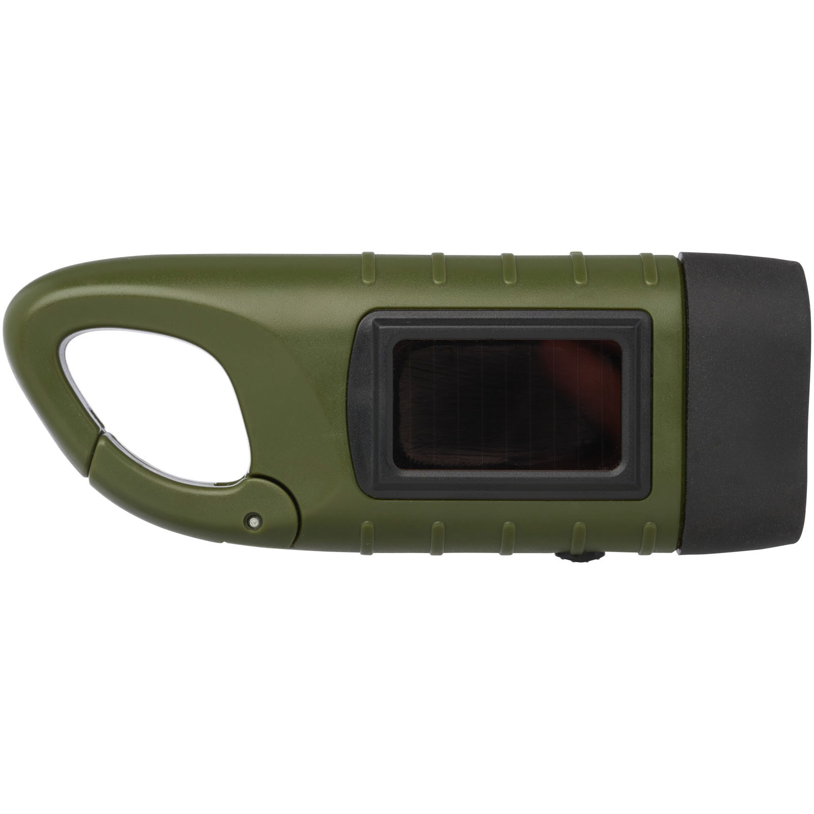 Helios soldynamo-ficklampa med karbinhake av återvunnen plast