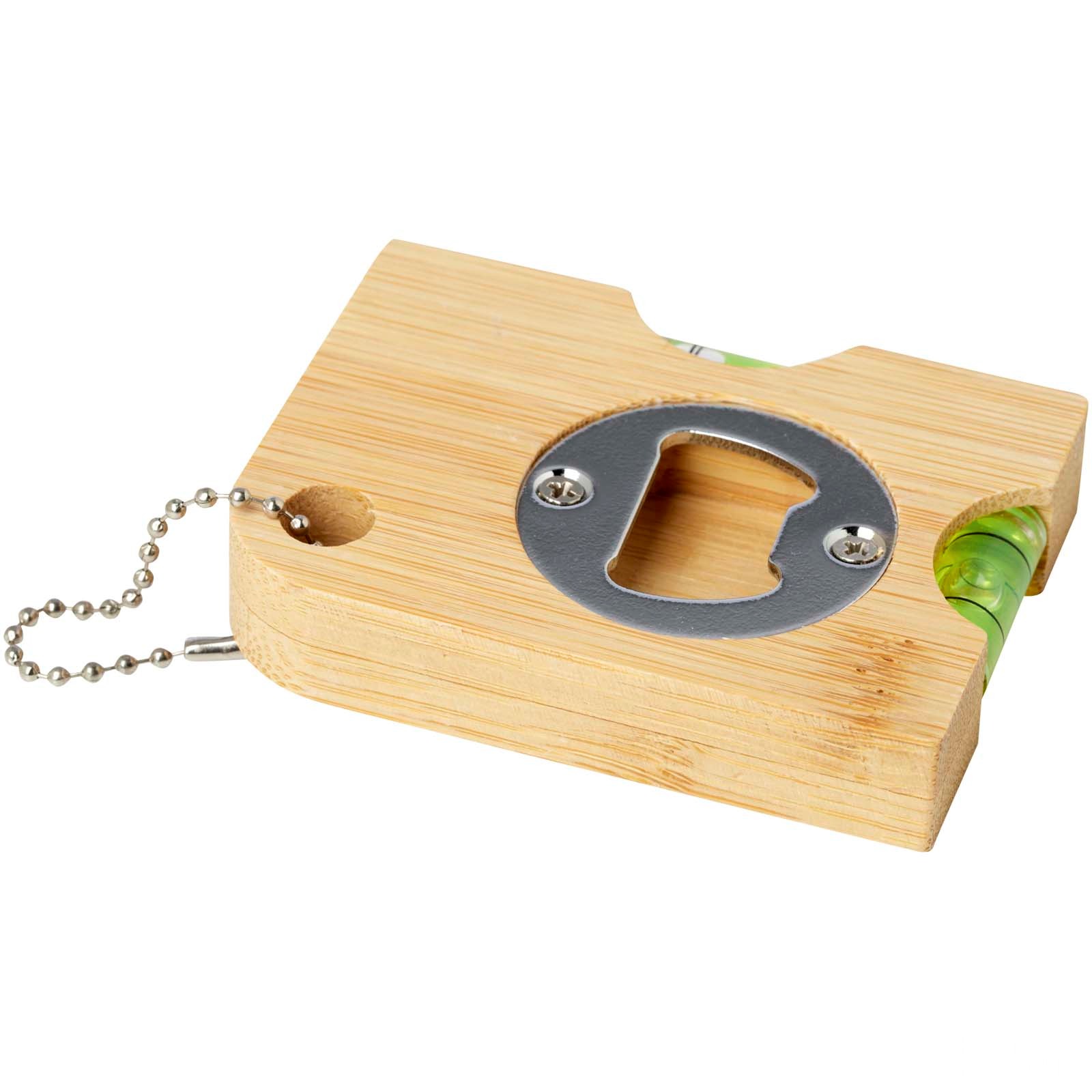 Levo flaskeåpner i bambu med vater og logo