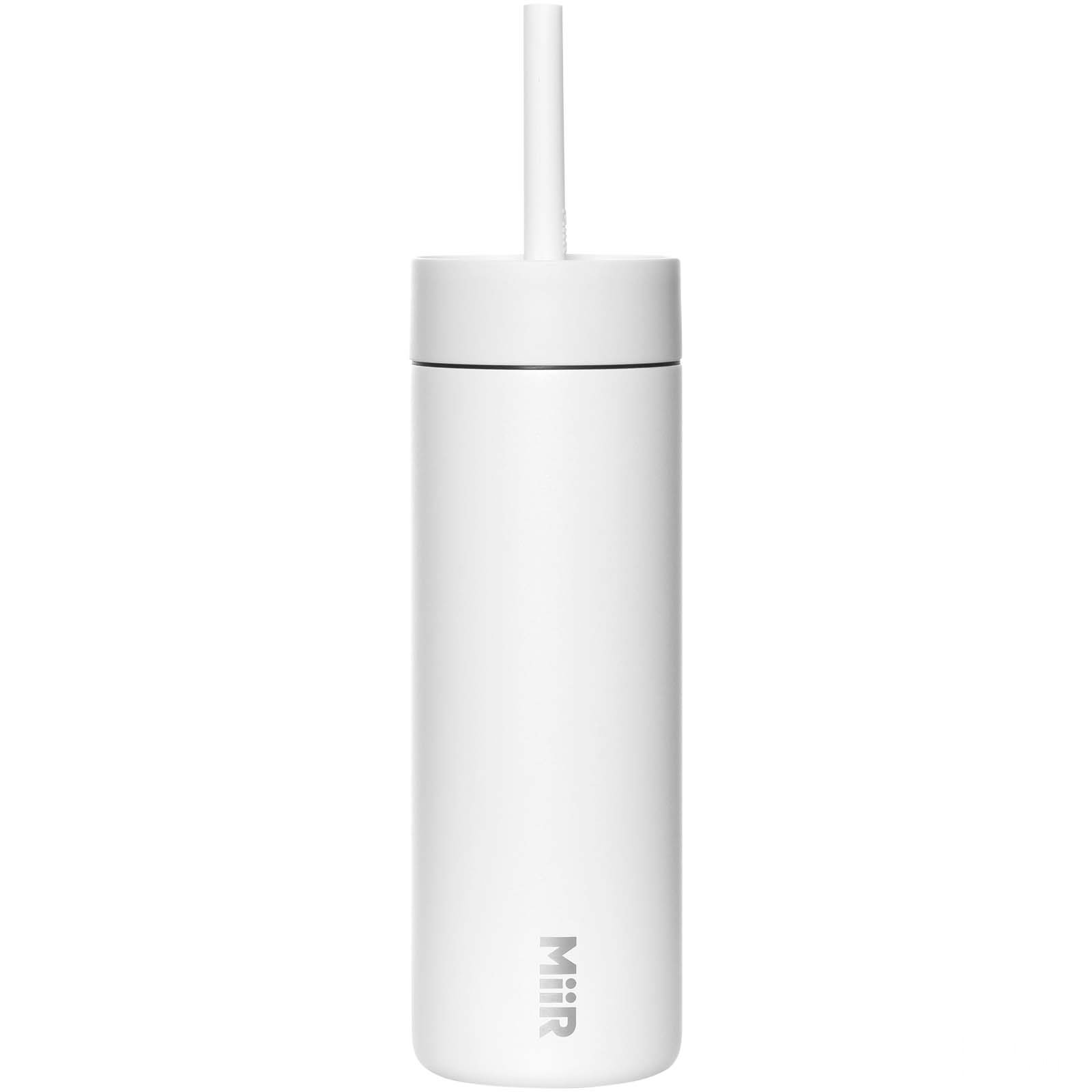 MiiR Sipper 473 ml vattenflaska med sugrör - Vit, framsida