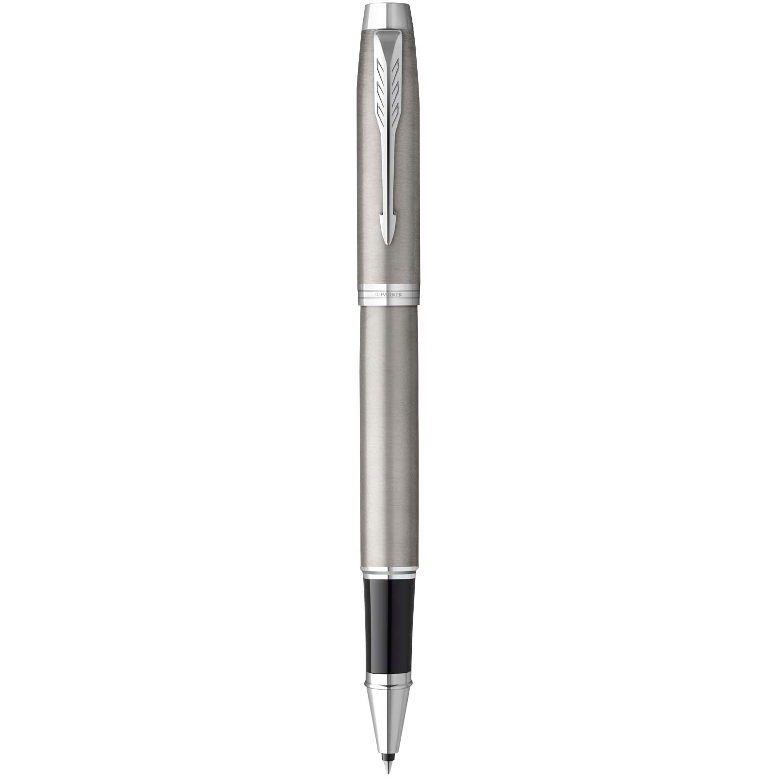 Parker IM Essentials-set med rollerball- och kulspetspenna, silver - Svart, framsida