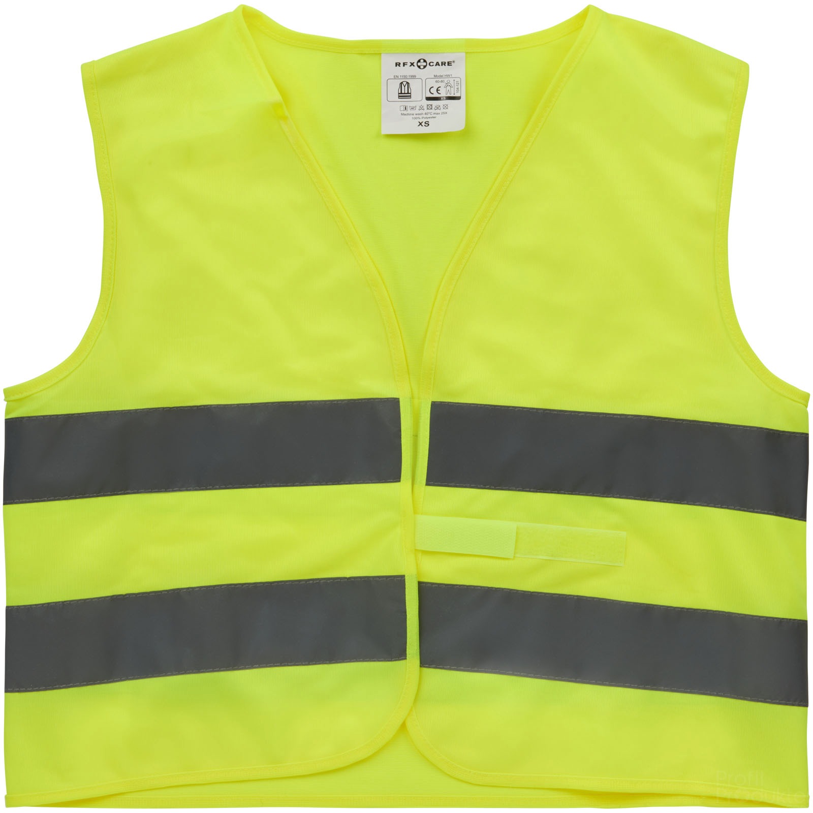 Reflekterende sikkerhetsvest for barn HW1 (XS) - Neongul, forside