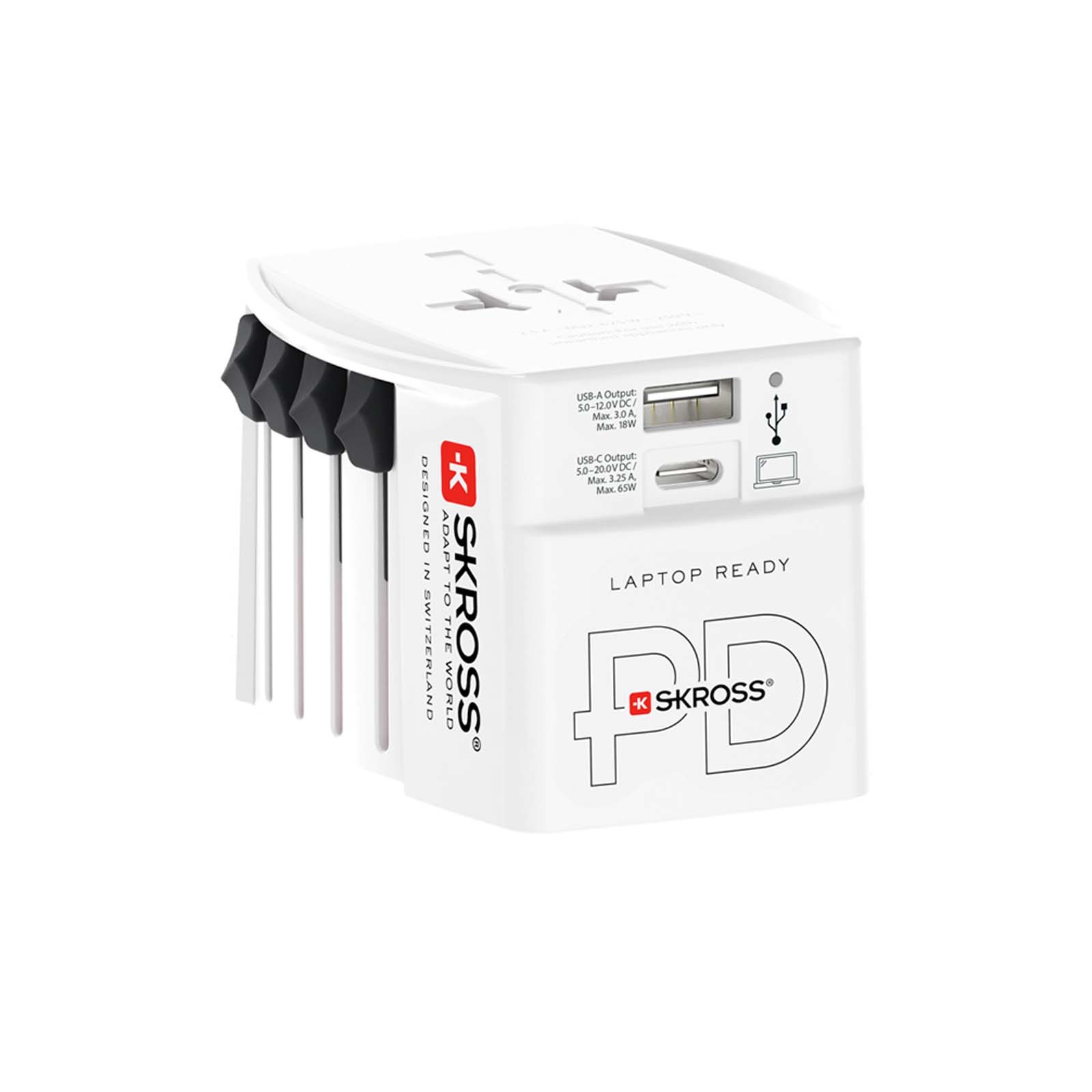 SKROSS® MUV AC65PD världsadapter med USB-C-kabel