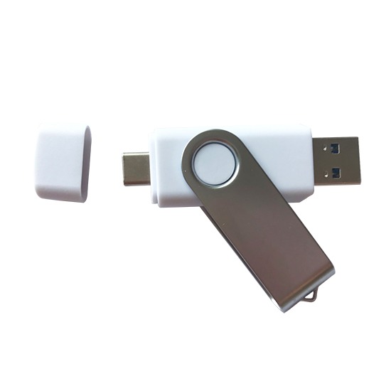 USB C Twister - Silver/Svart (Aluminiumfinish) med trykk