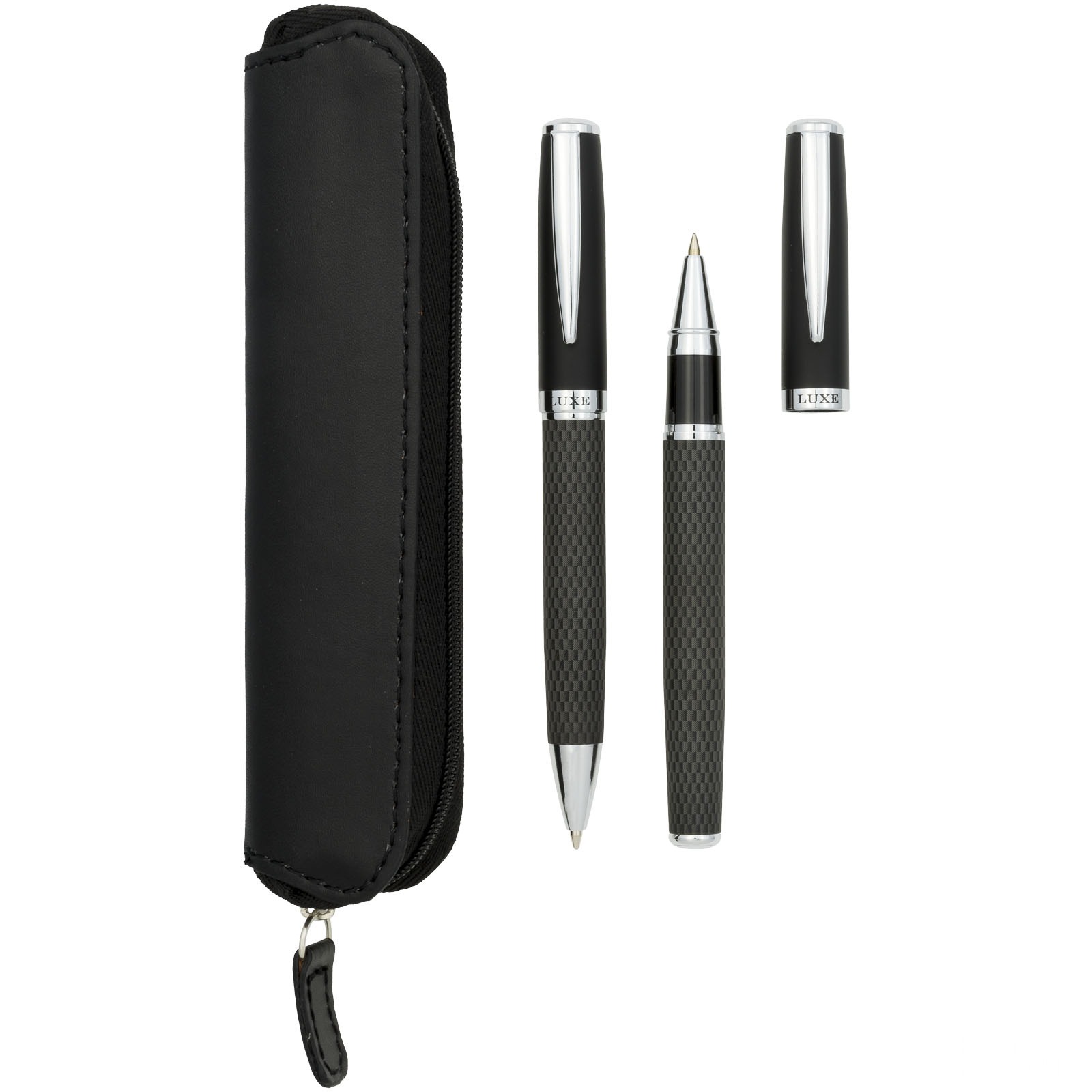 Carbon Dual Ballpoint Pen Gift Set with Luxury Case