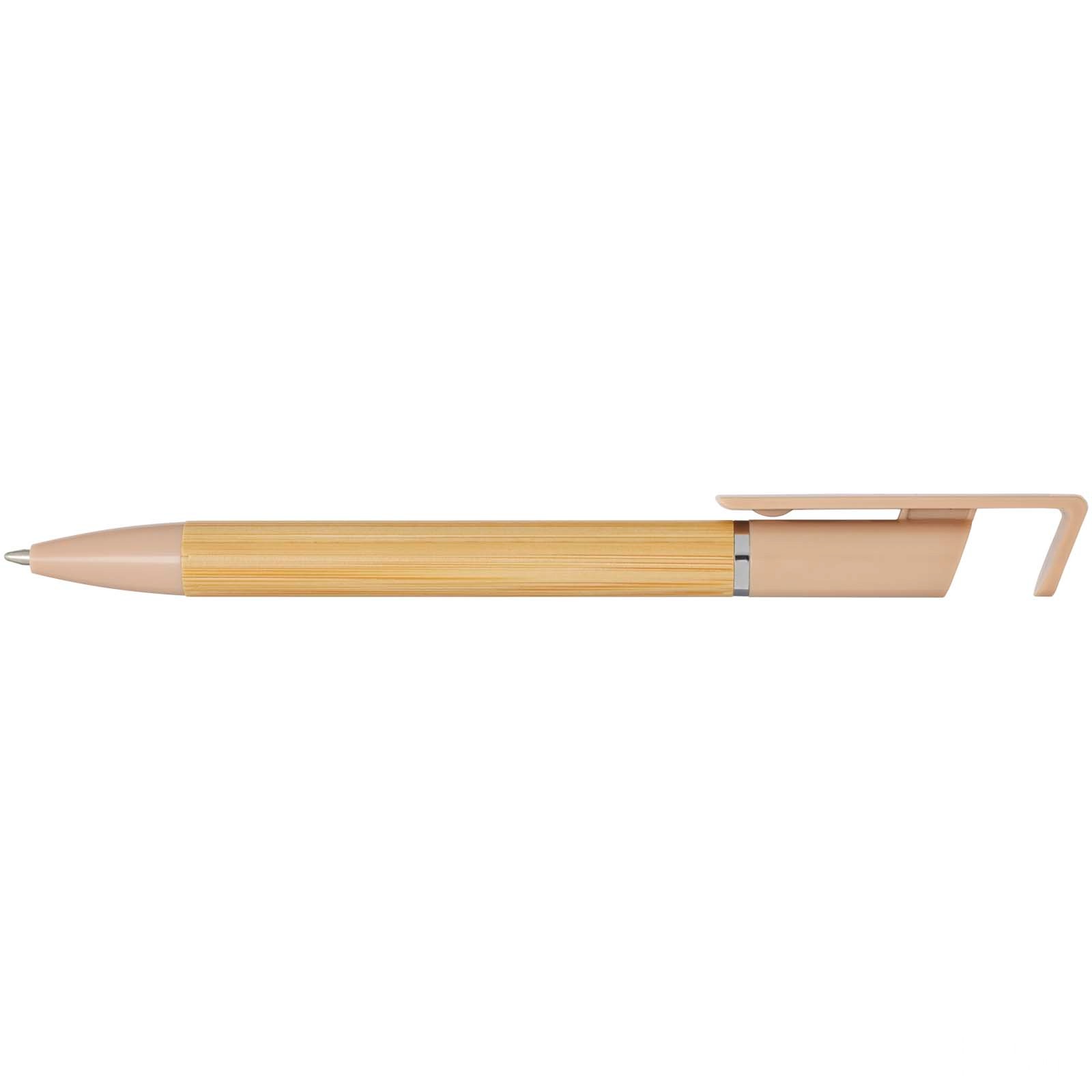 Delfina Bamboo Phone Holder Pen - Oatmeal, front view