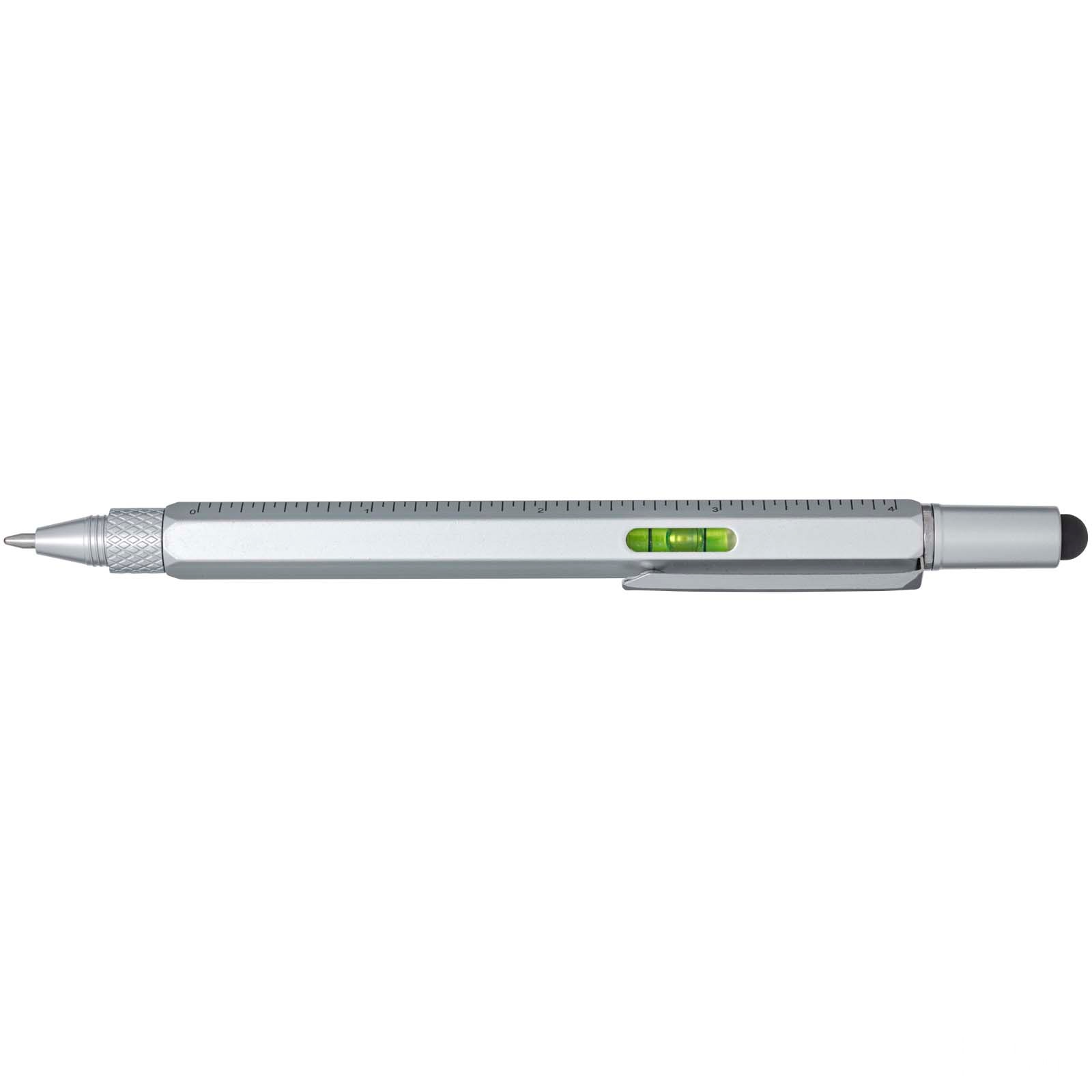 Dora multifunksjonspenn av resirkulert aluminium med trykk (svart blekk) - Silver, forside