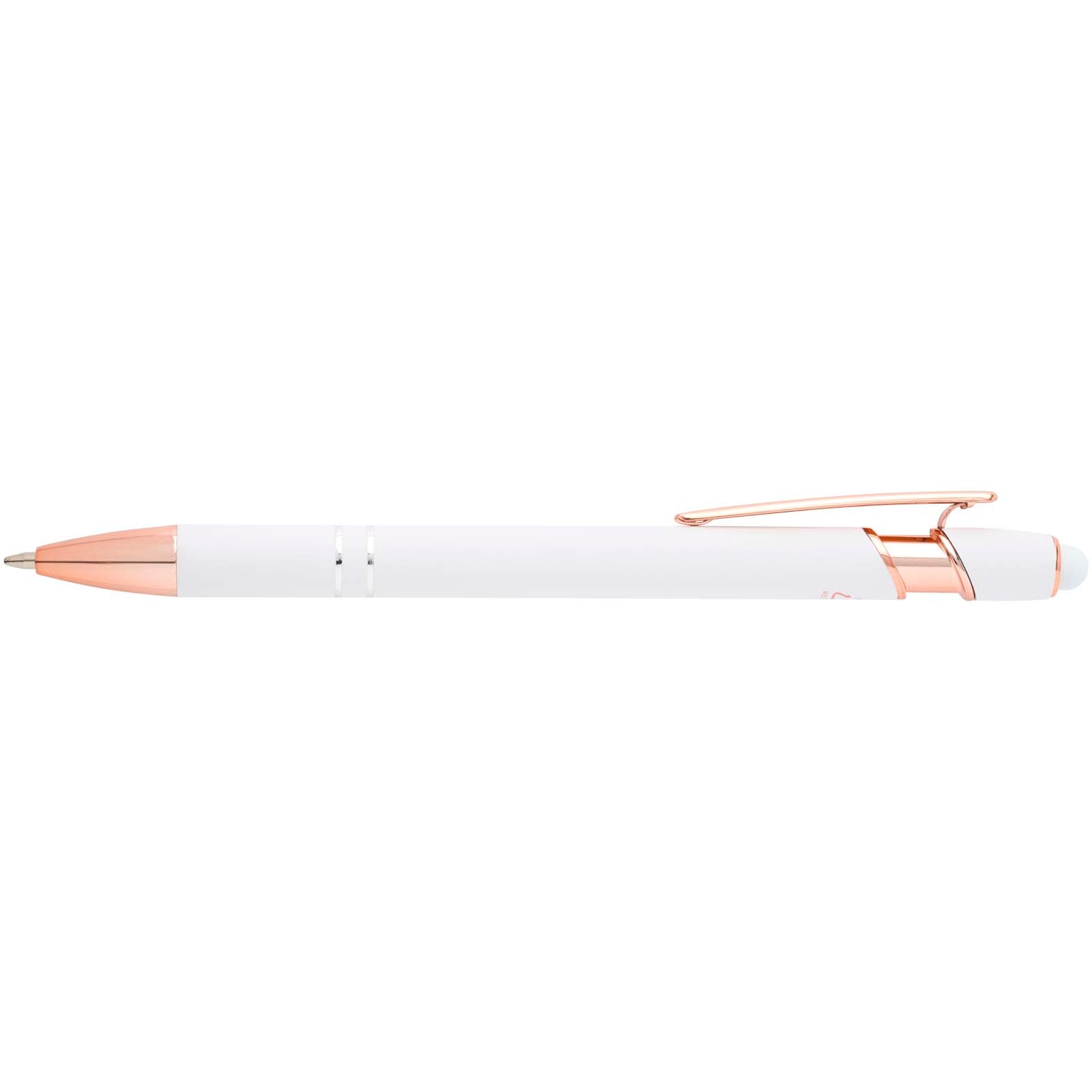 Nanna Rose Gold Finish Recycled Aluminum Stylus Pen - White, front view