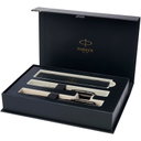Parker IM achromatic ballpoint and rollerball pen set with gift box (black/blue ink) - image 2