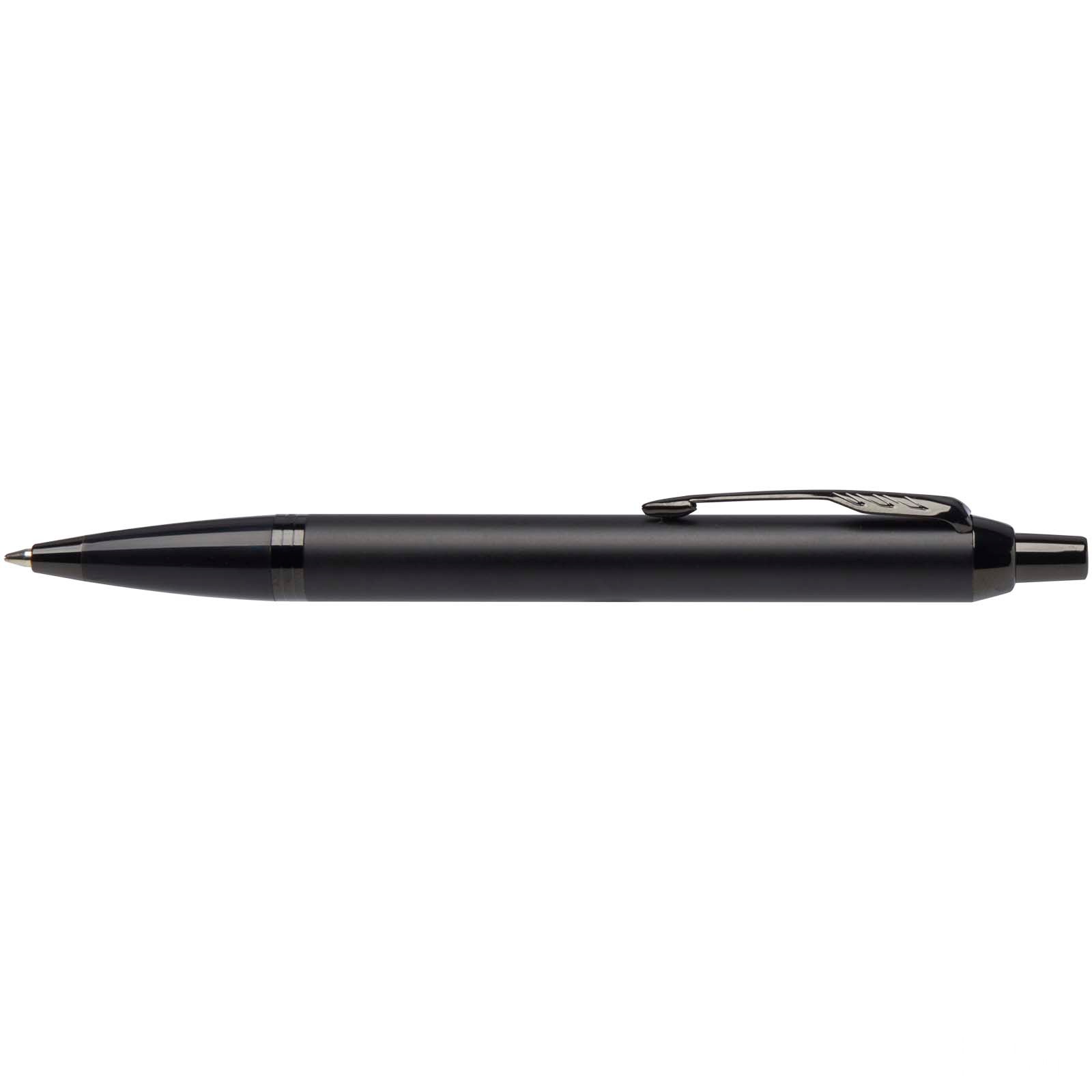 Parker IM sett med akromatisk kulepenn og rollerball med logo - Svart, forside