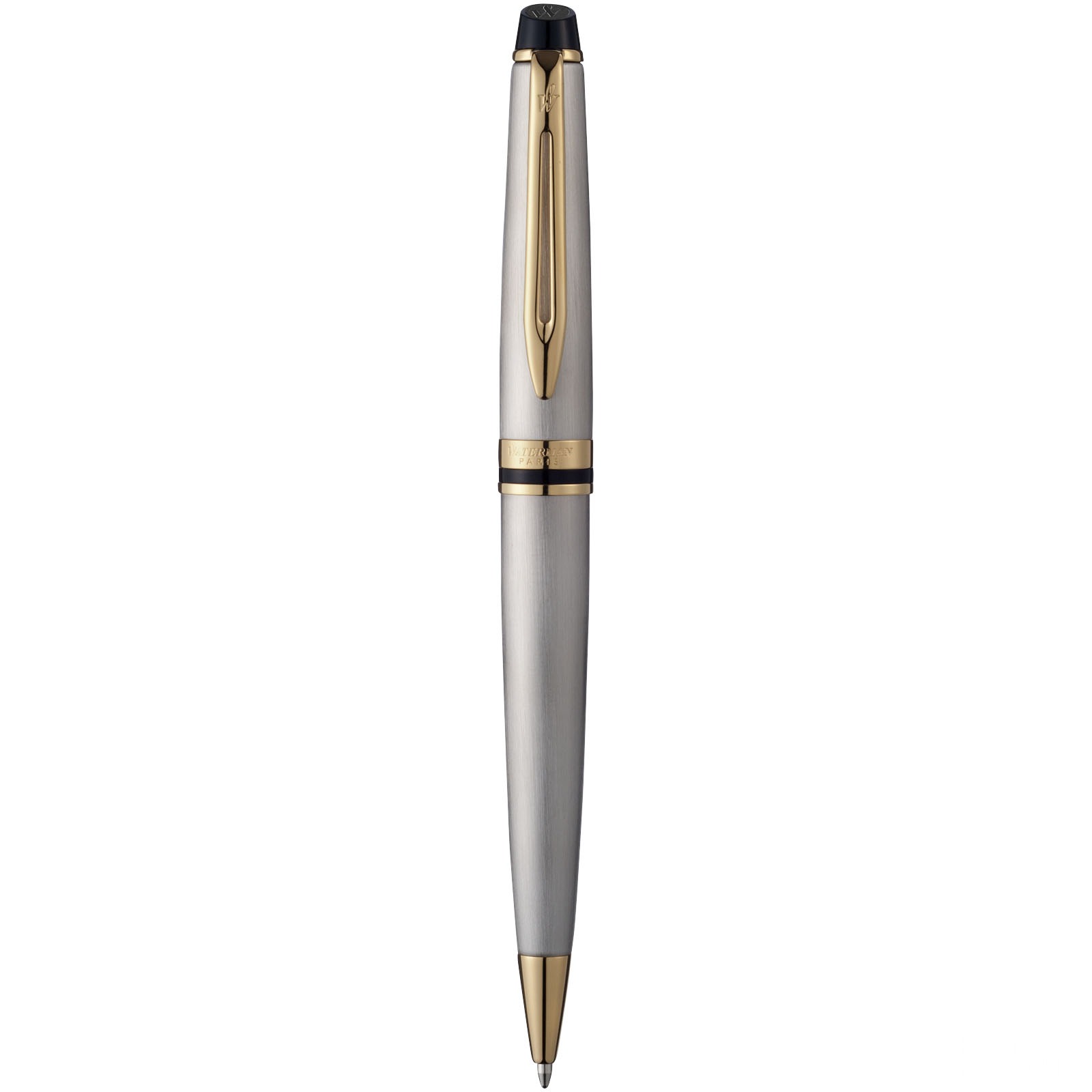Waterman Expert kulepenn (blått blekk) med logo - Stål, forside