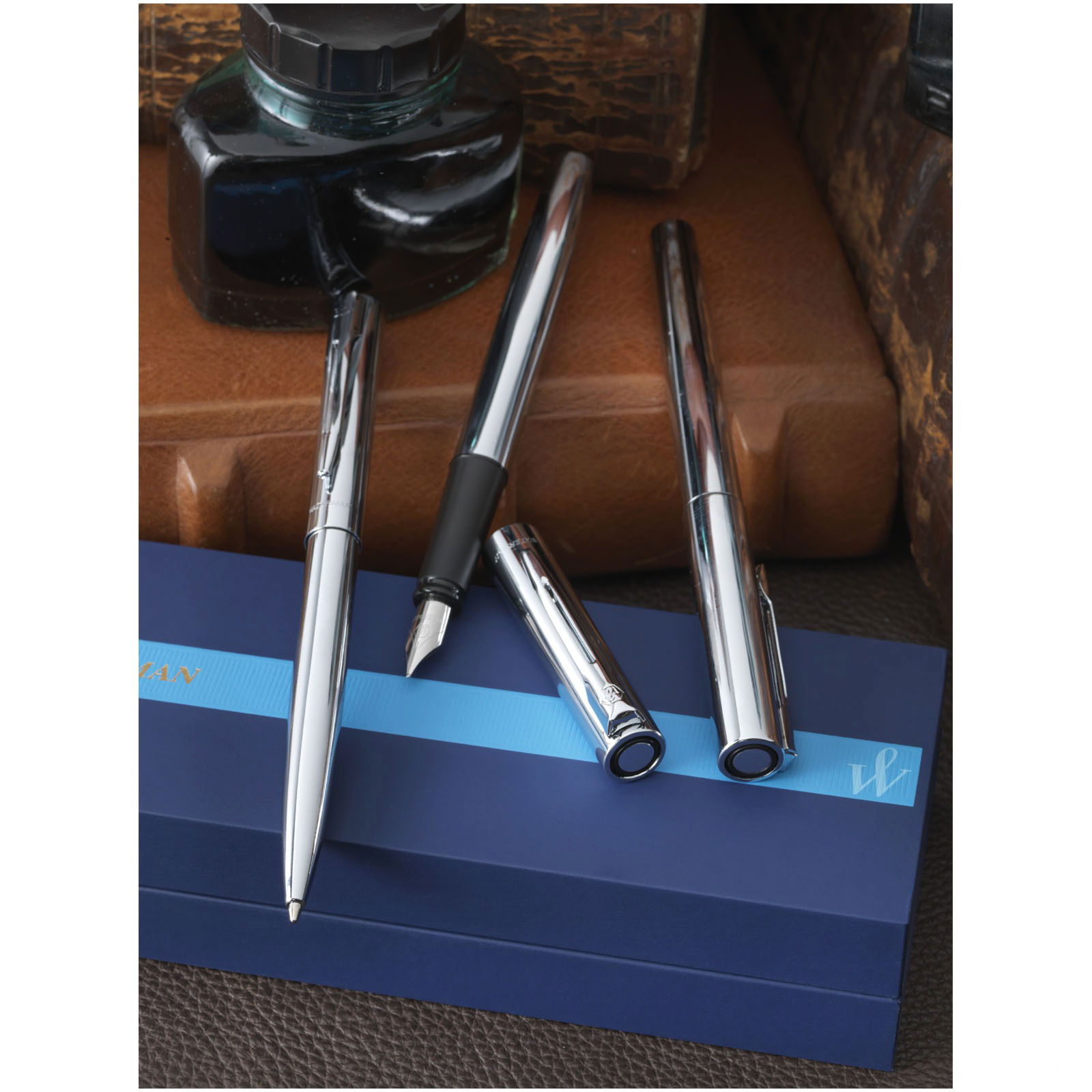 Waterman Graduate Ballpoint Pen - Chrome (Blue Ink)