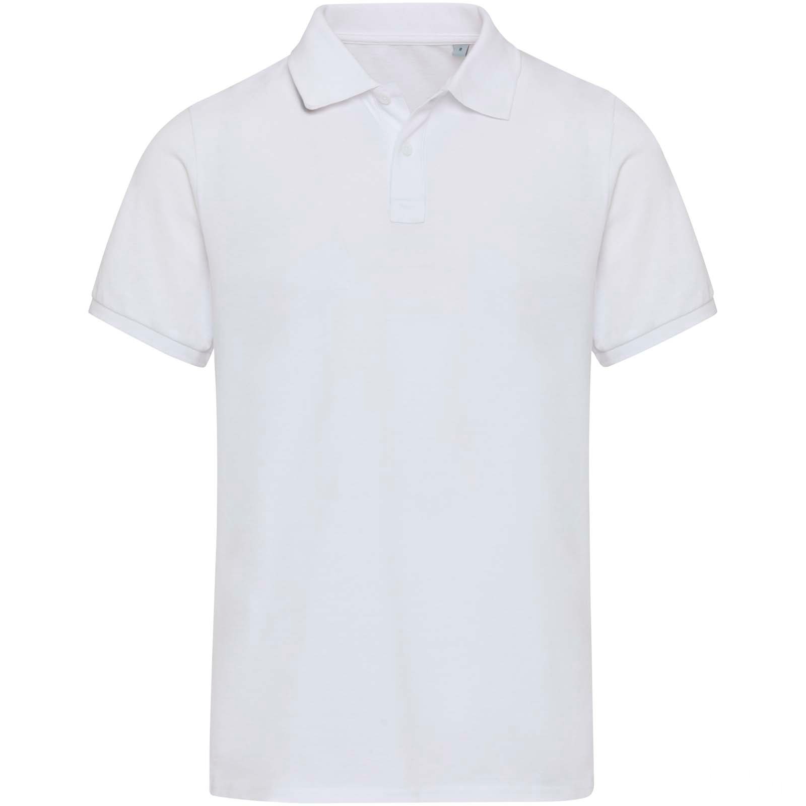 Beryl 220 g/m² kortärmad unisex-pikétröja av återvunnet ekologiskt OCS-material - Vit, framsida