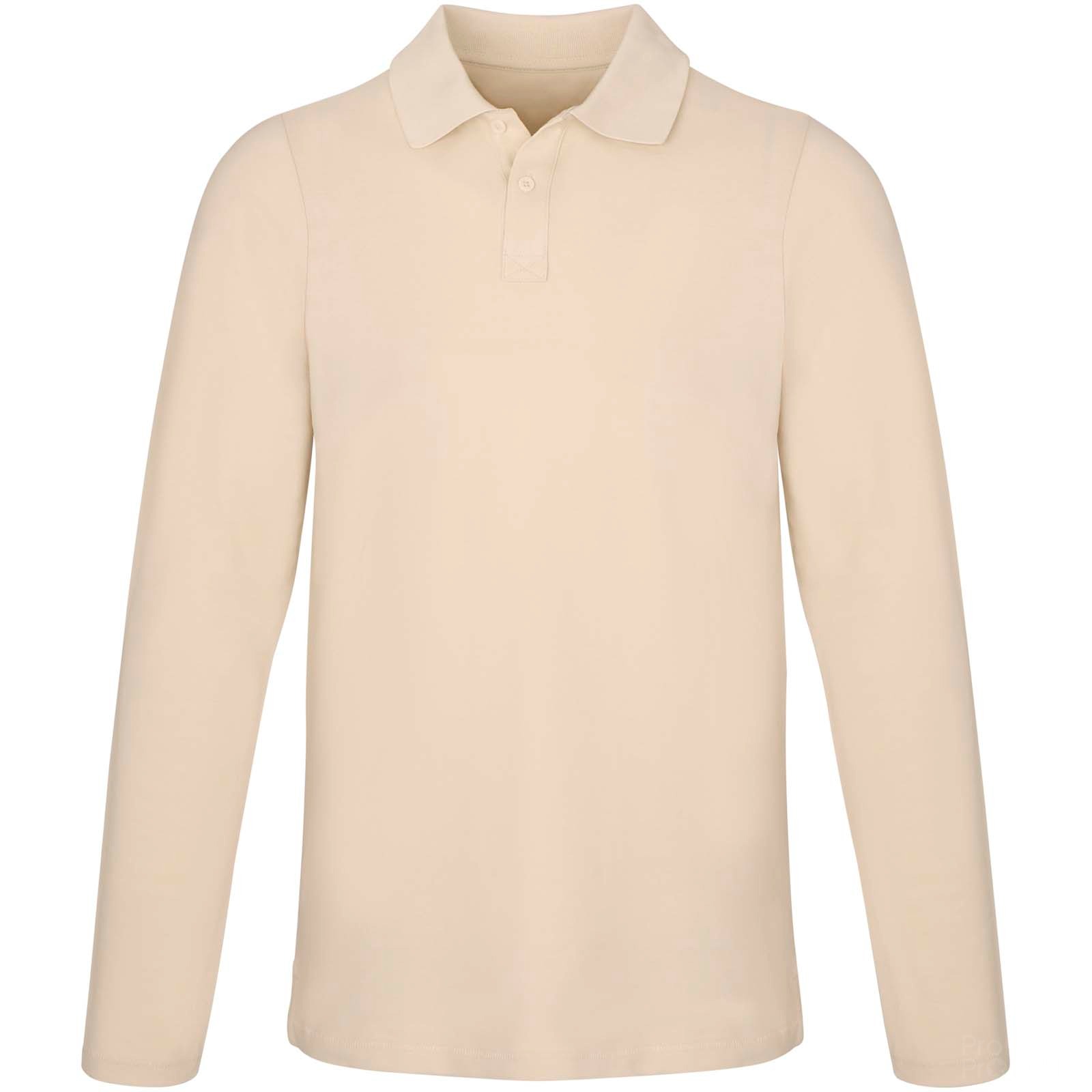 Calgary 180 g/m2 long sleeve men's polo - Sandsten, front view