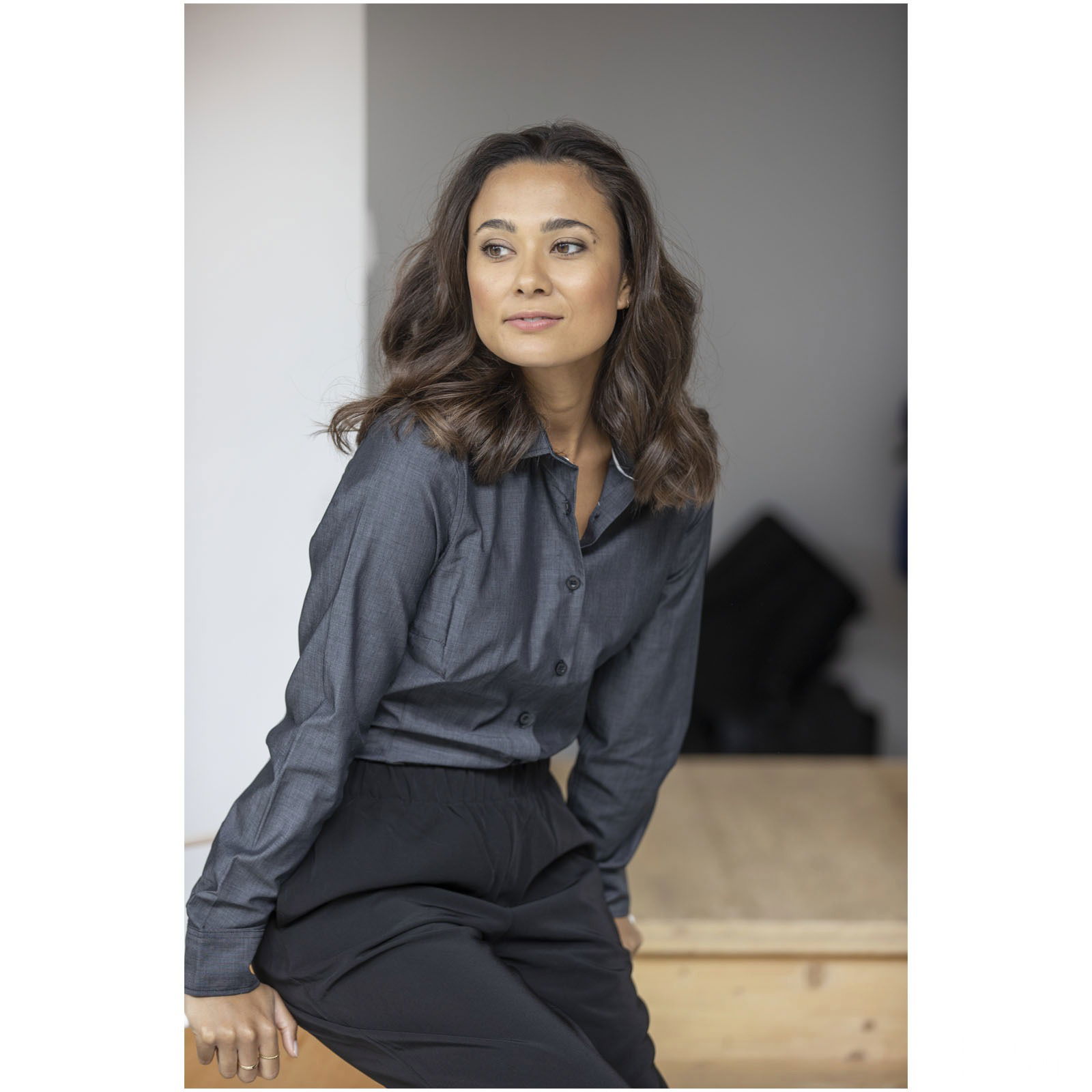 Cuprite langermet økologisk skjorte for dame med logo