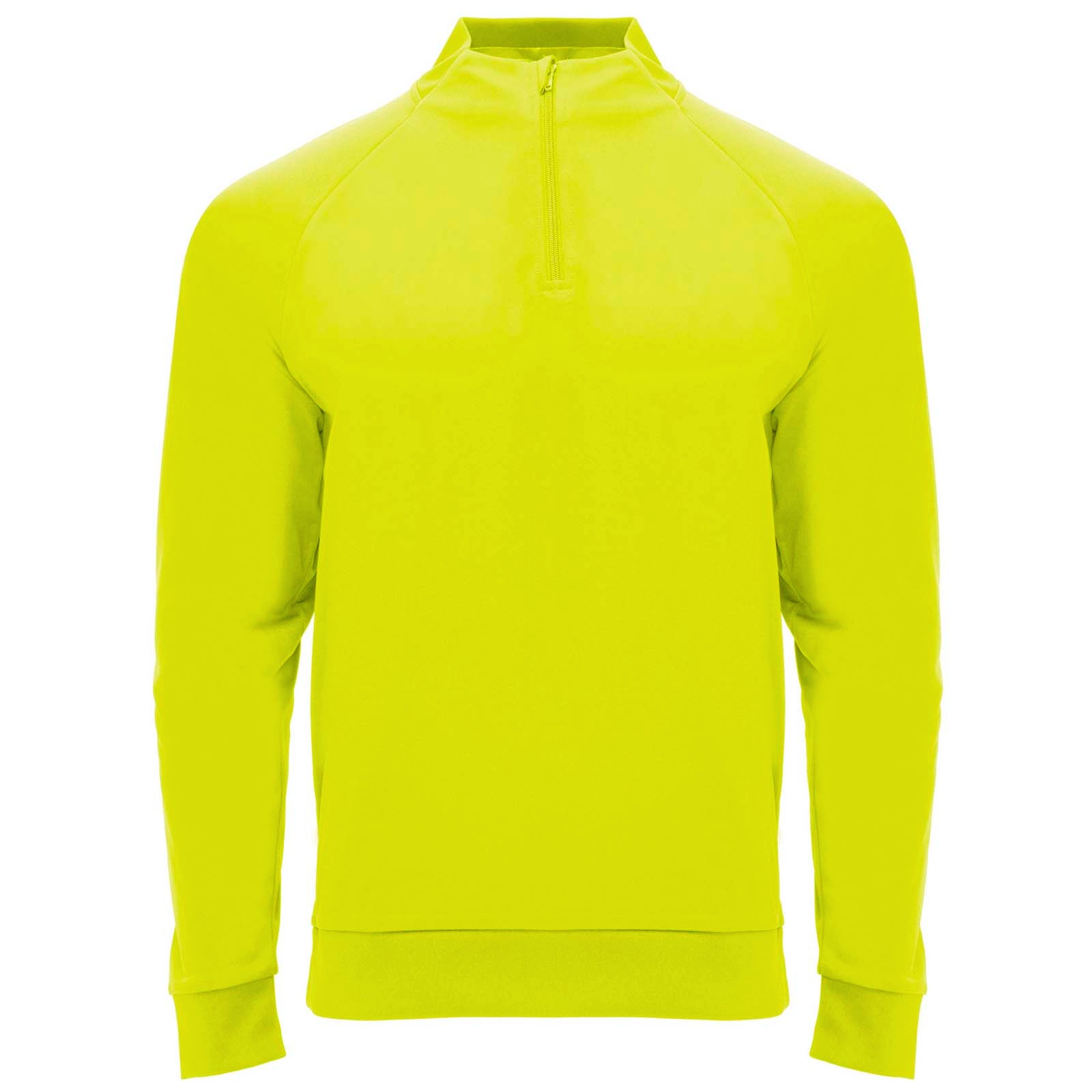 Epiro langermet unisex sweatshirt med kvart glidelås og trykk - Fluorgul med trykk