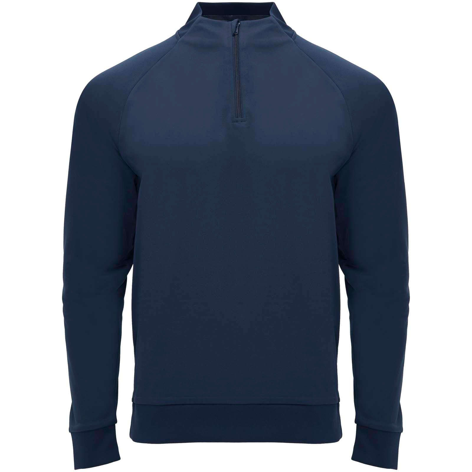 Epiro langermet unisex sweatshirt med kvart glidelås og trykk - Marinblå med trykk