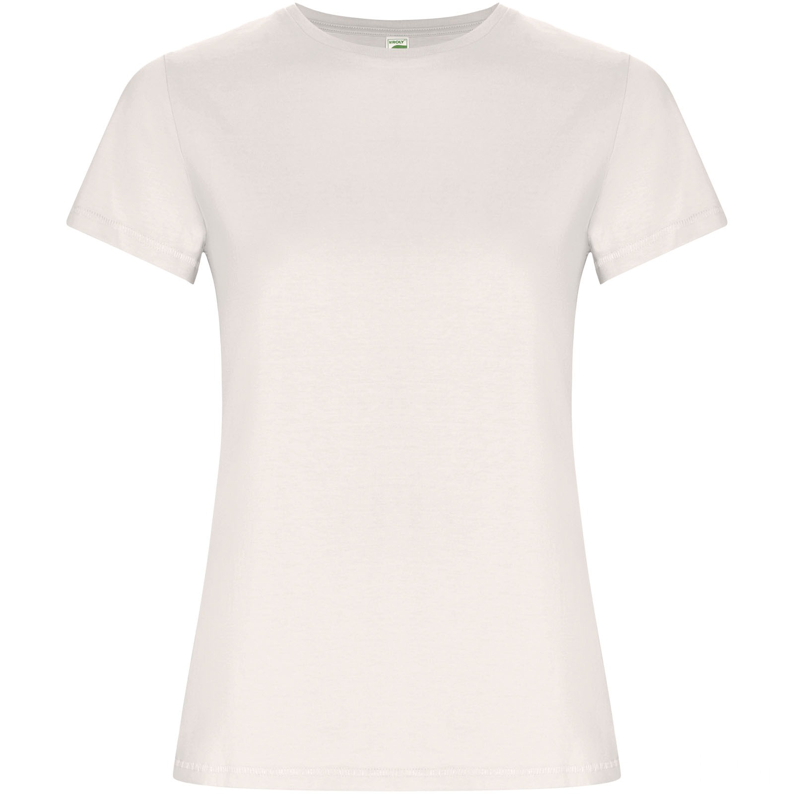 Golden kortermet T-skjorte for dame med trykk