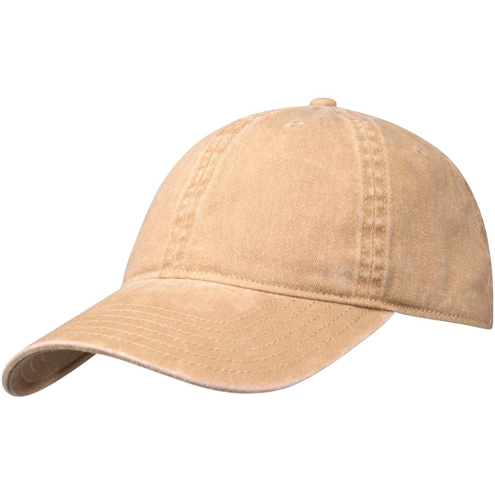 Grafton keps i tvättad stil med 6 paneler - Havregryn med tryck