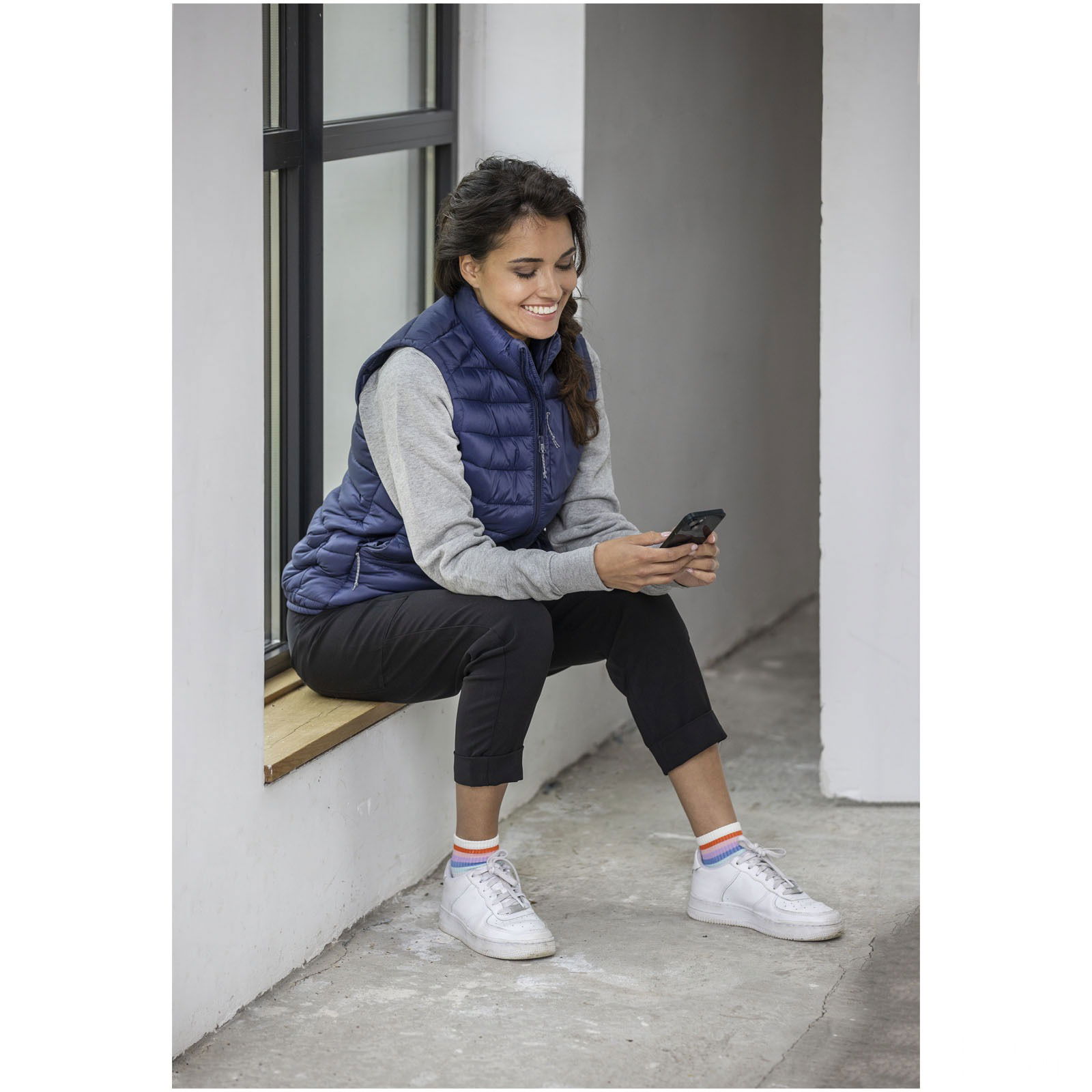 Pallas väst dam - Marinblå med tryck