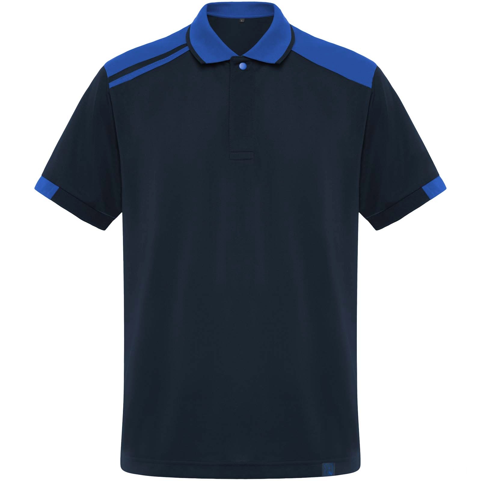 Samurai 160 g/m2 antibakteriell kortärmad unisex-pikétröja  - Marinblå med tryck