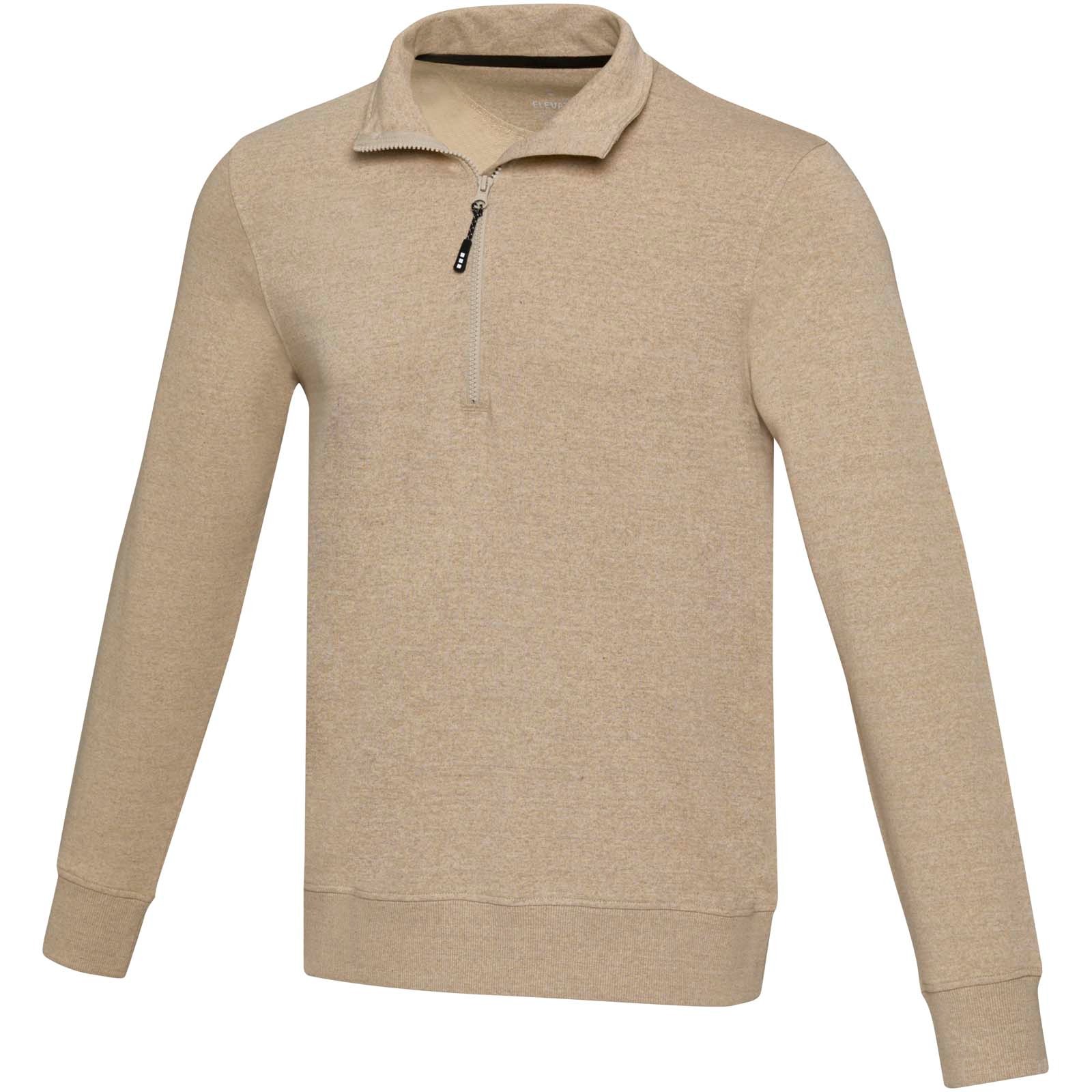 Tin unisex Aware™ genser med kvart glidelås av resirkulert materiale med trykk