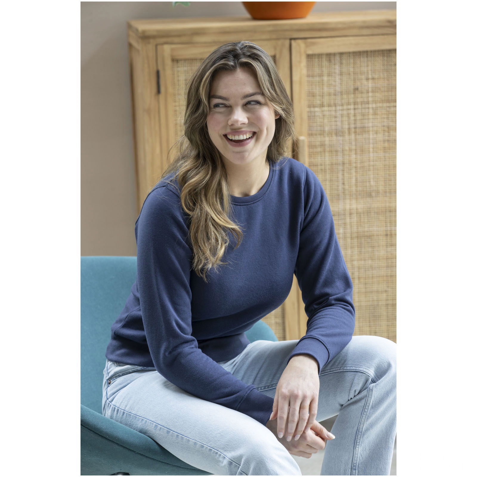 Zenon genser med rund hals til dame med trykk