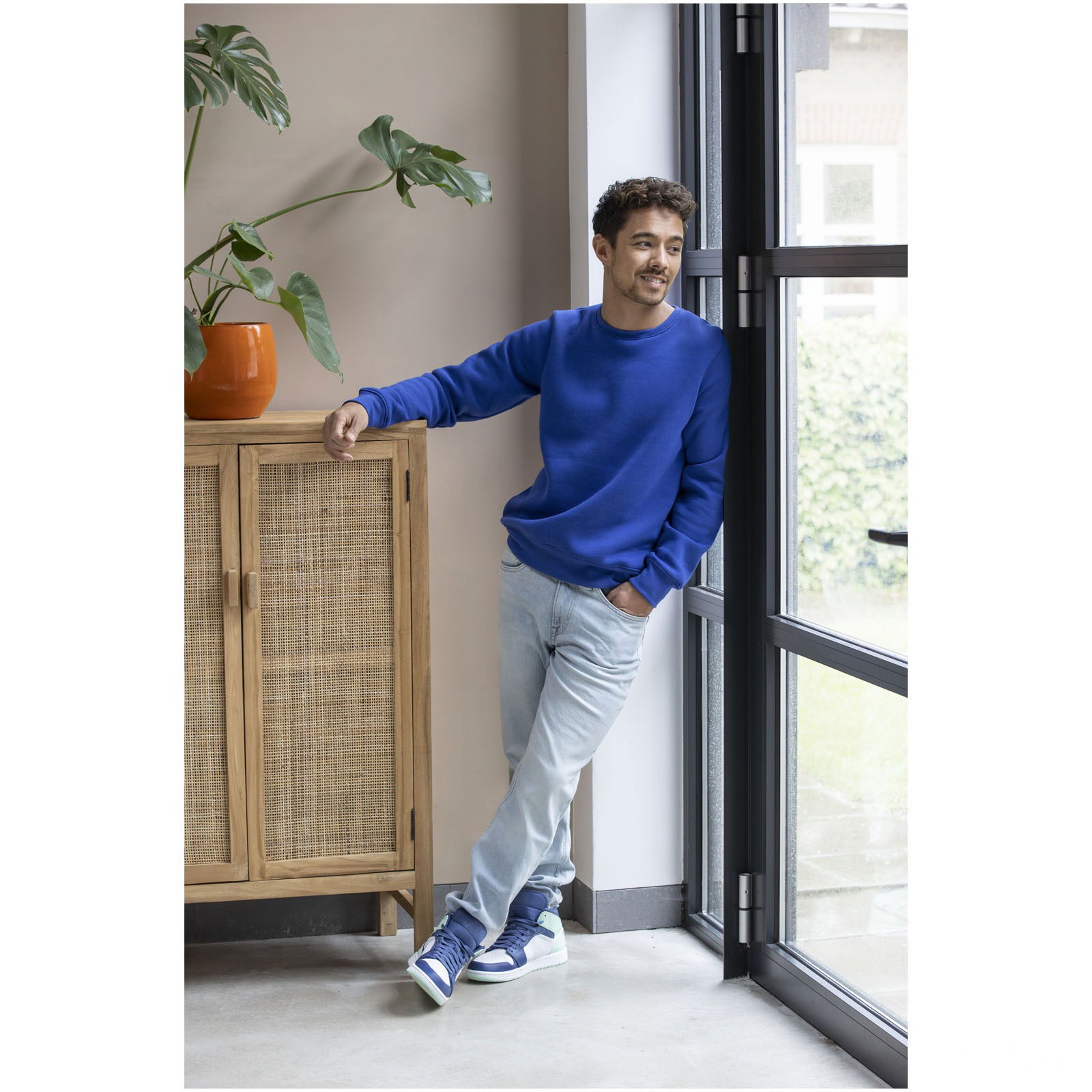 Zenon genser med rund hals til herre med trykk